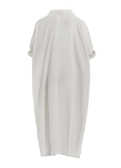 COTTON VOILE ROLLED-UP HALF SLEEVE STRIPE DRESS