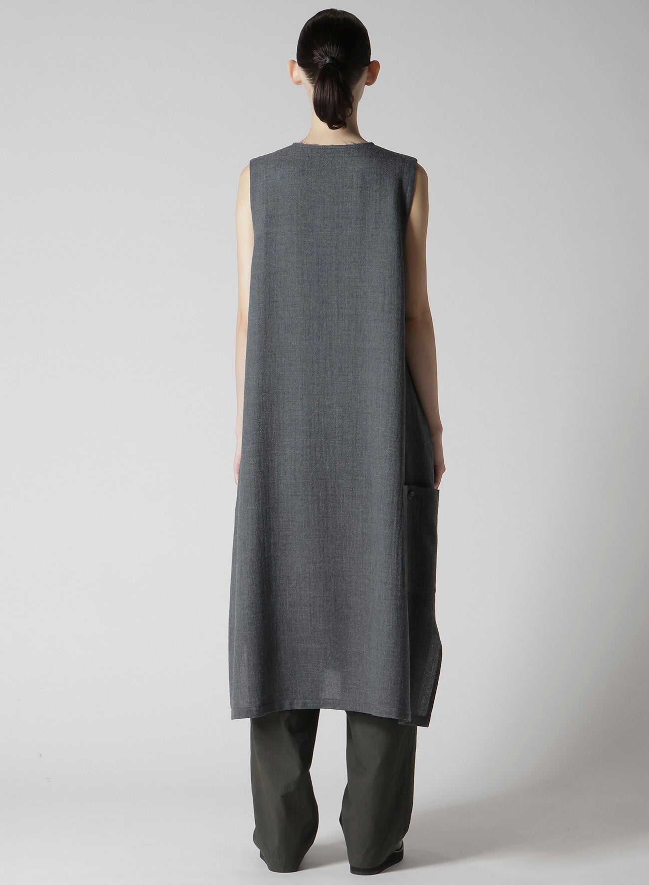 WOOL GAUZE TWILL LONG DRESS WITH POCKET