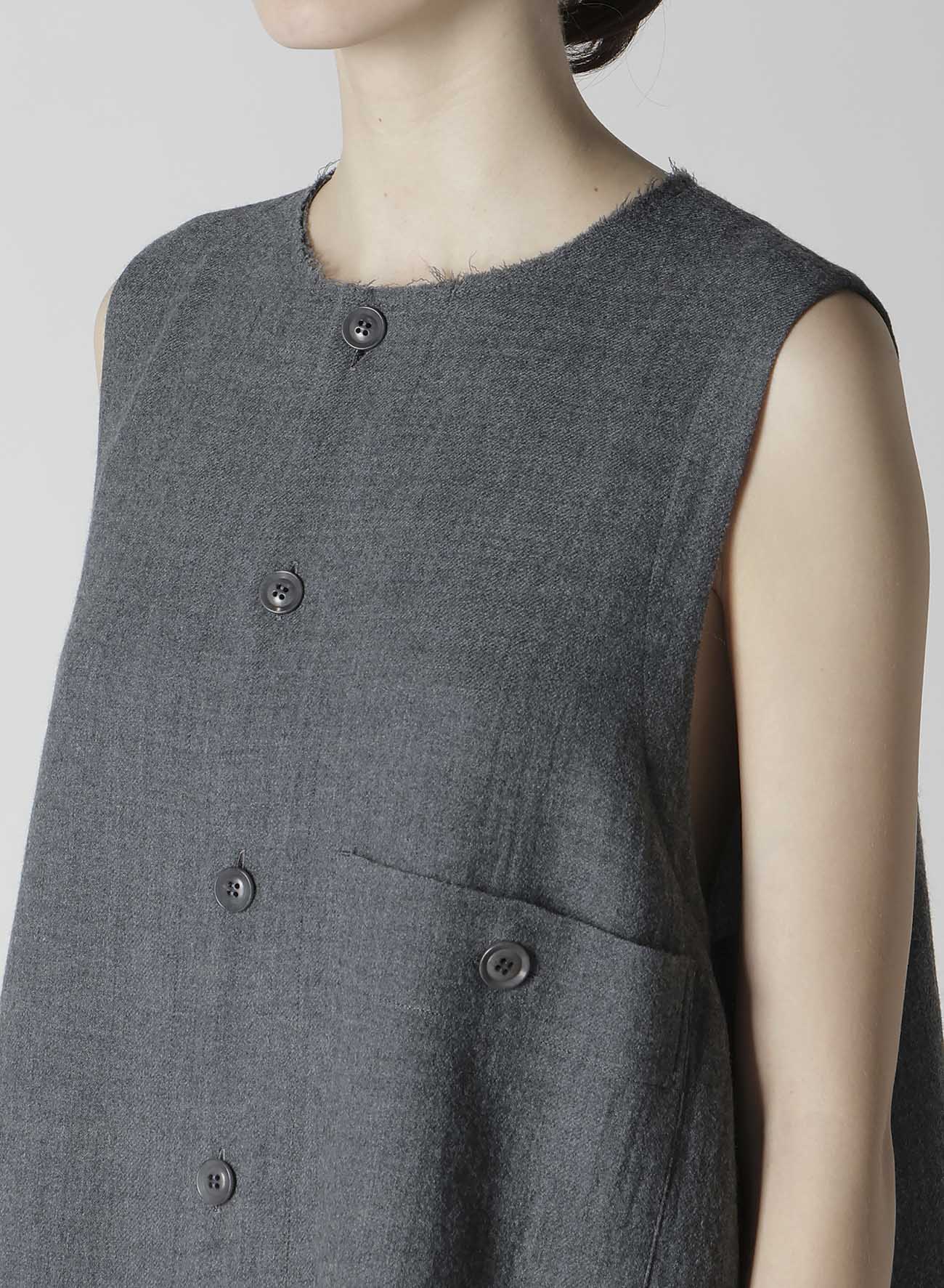 WOOL GAUZE TWILL LONG DRESS WITH POCKET