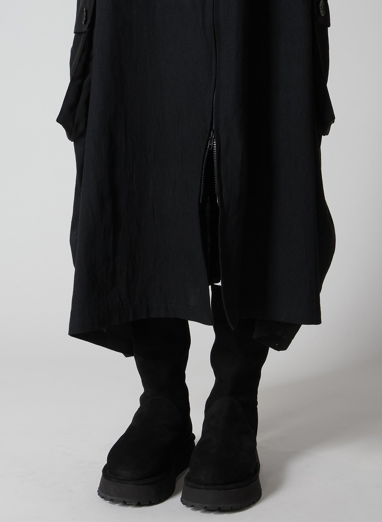 CREPE de CHINE/6oz DENIM WORK DRESS WITH POCKET