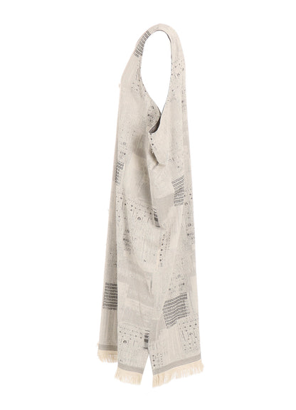 PATCHWORK JACQUARD ASYMMETRIC SLEEVELESS DRESS