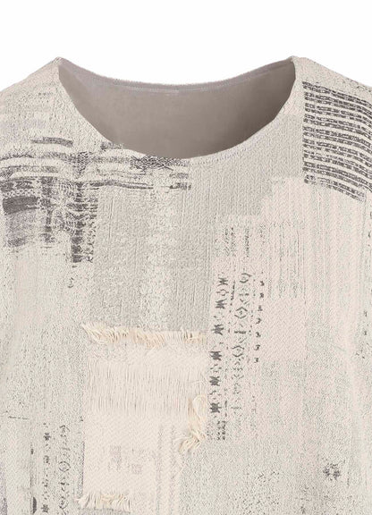 PATCHWORK JACQUARD ASYMMETRIC SLEEVELESS DRESS