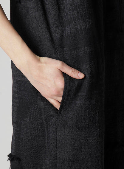 PATCHWORK JACQUARD ASYMMETRIC SLEEVELESS DRESS