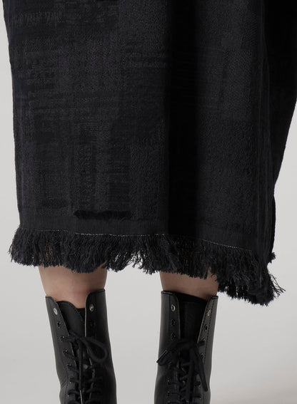 PATCHWORK JACQUARD ASYMMETRIC SLEEVELESS DRESS