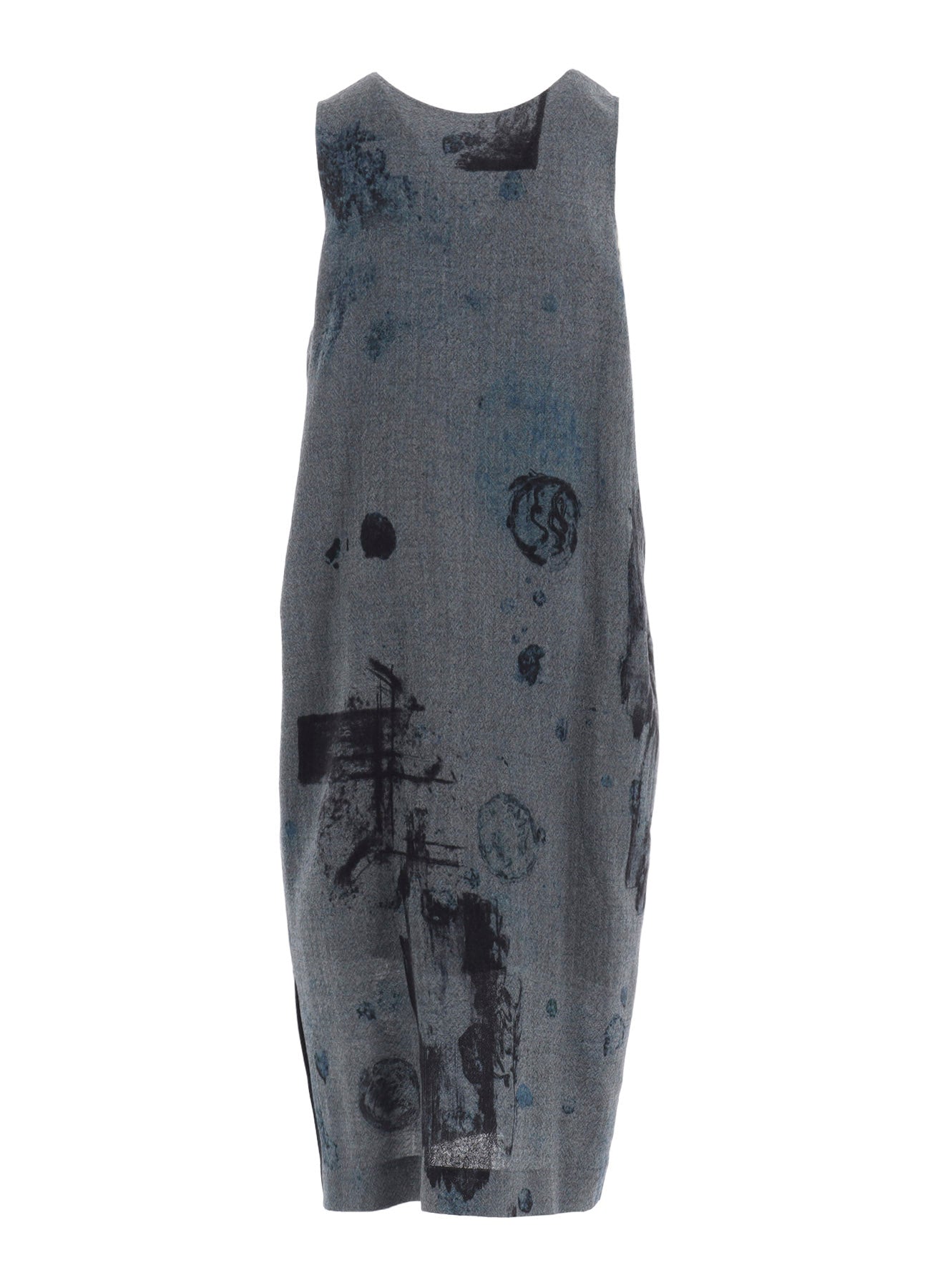 WOOL GAUZE SMUDGED POLKA DOT SLEEVLESS DRESS