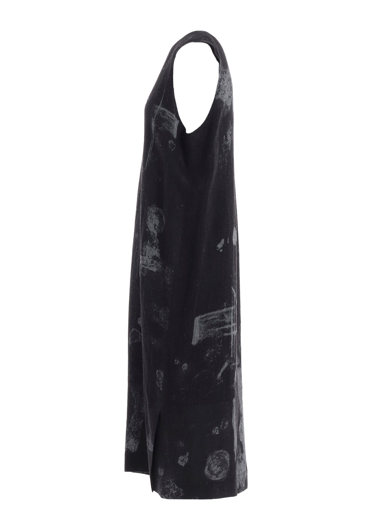 WOOL GAUZE SMUDGED POLKA DOT SLEEVLESS DRESS