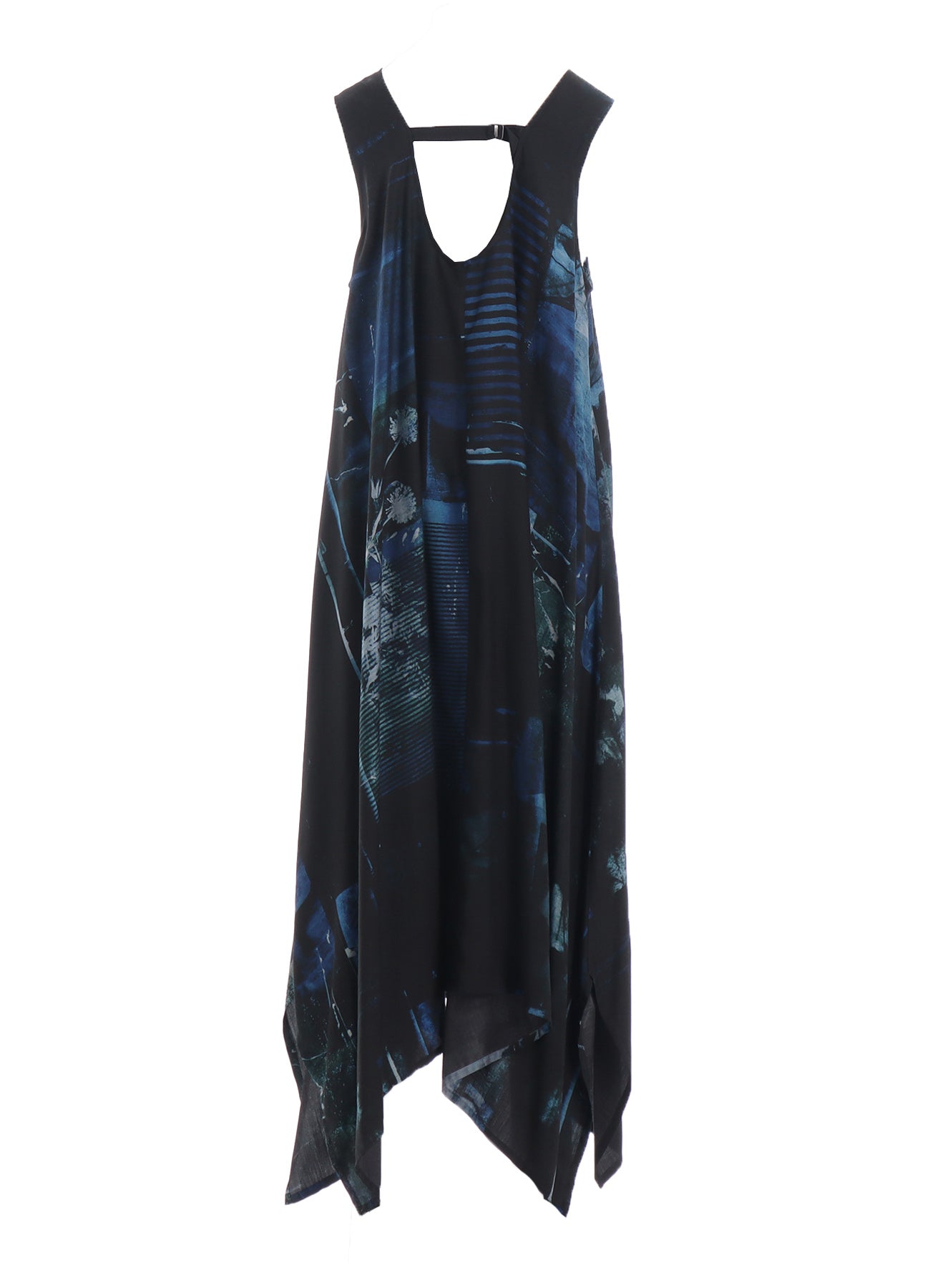 CUPRO BLURRY FLOWER PRINT BELT TENT DRESS