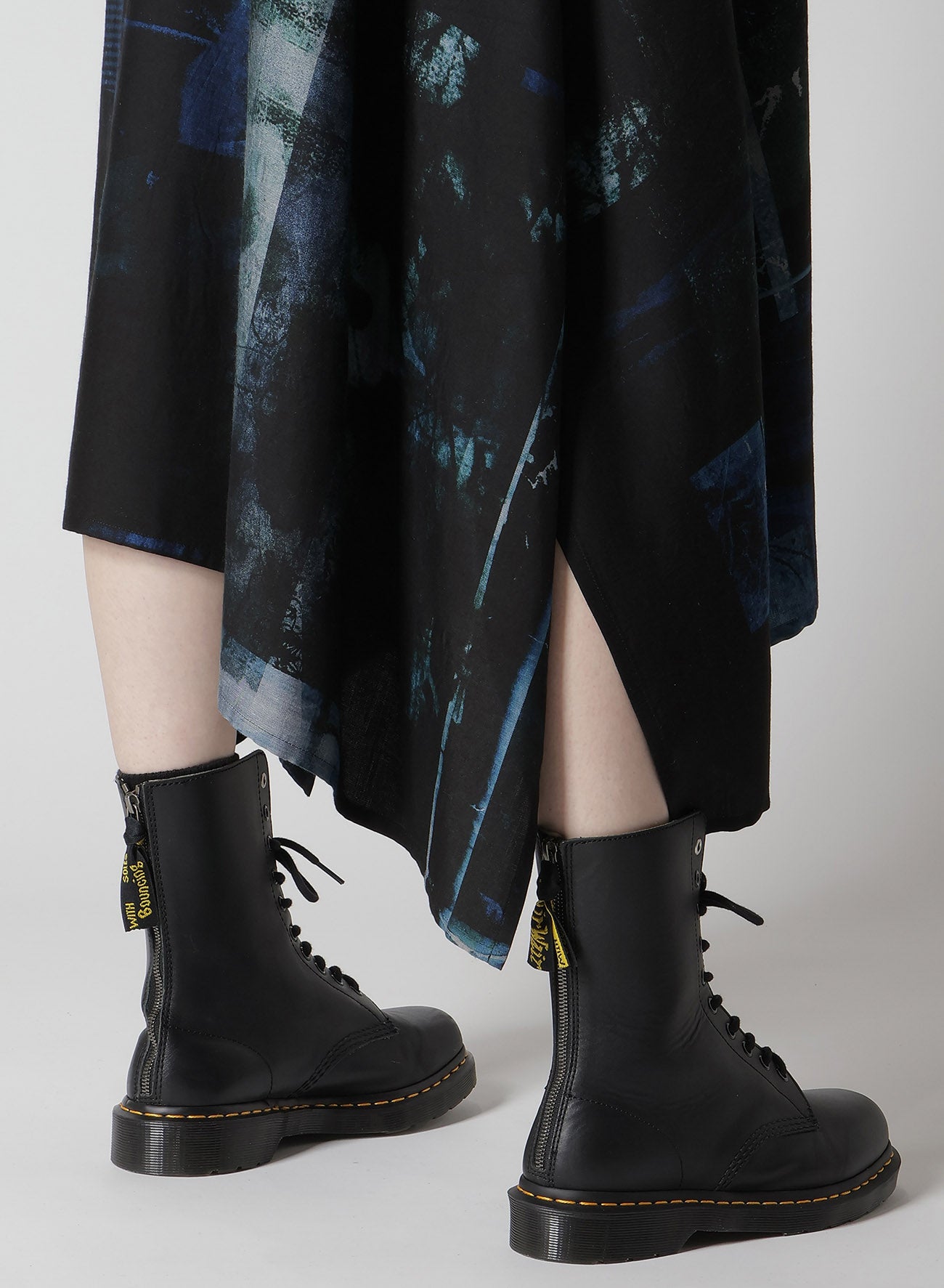 CUPRO BLURRY FLOWER PRINT BELT TENT DRESS