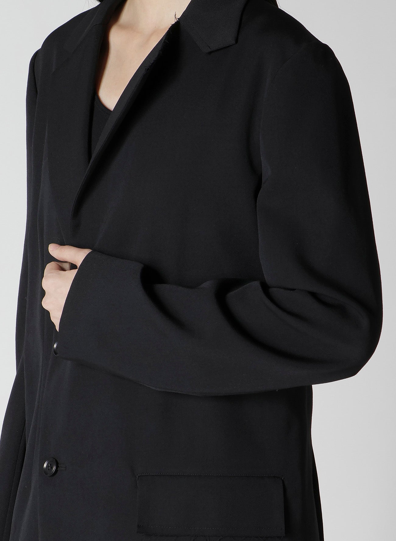 WOOL GABARDINE ASYMMETRIC JACKET
