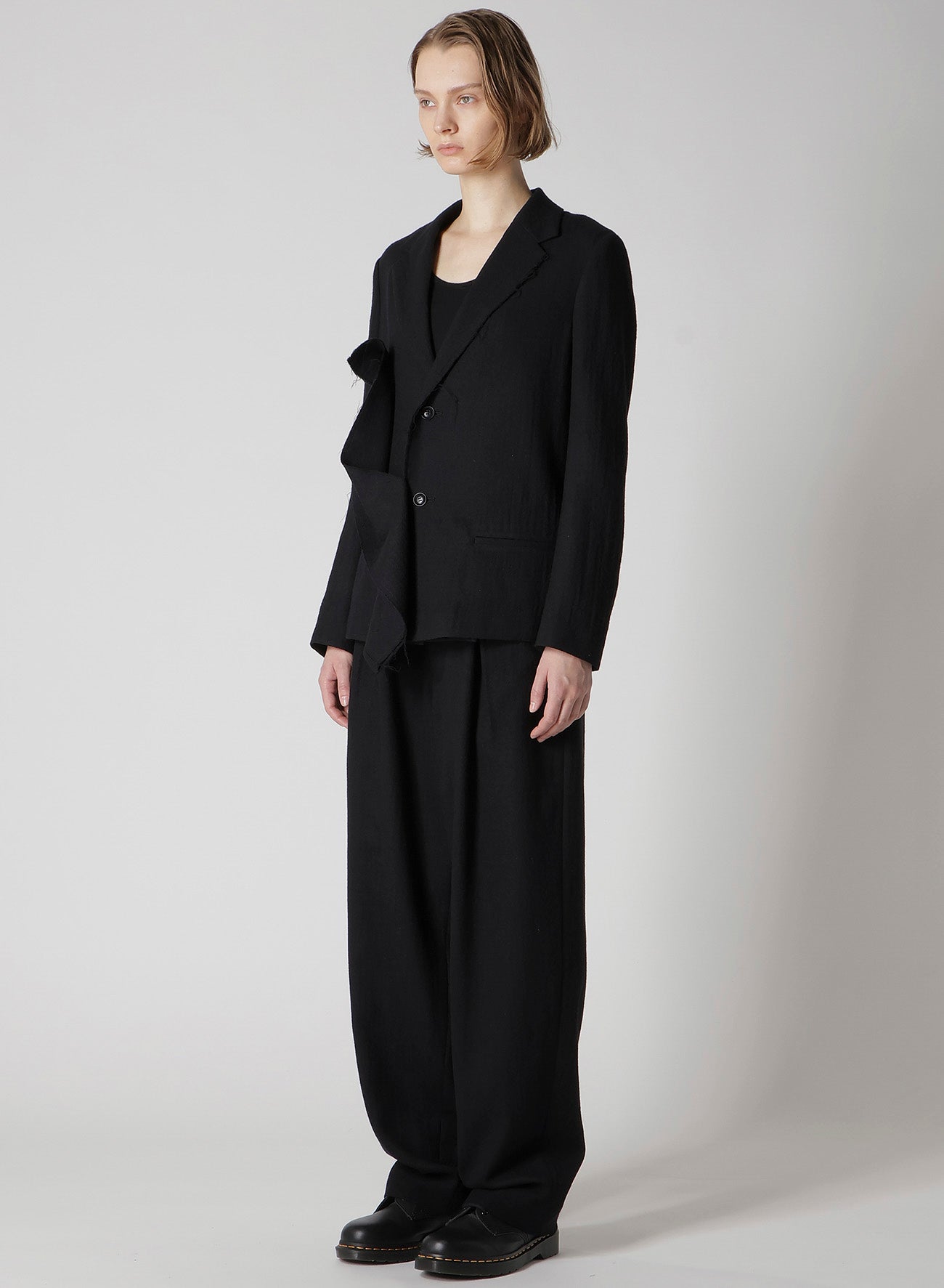 WOOL GAUZE TWILL LEFT FRONT DRAPE JACKET
