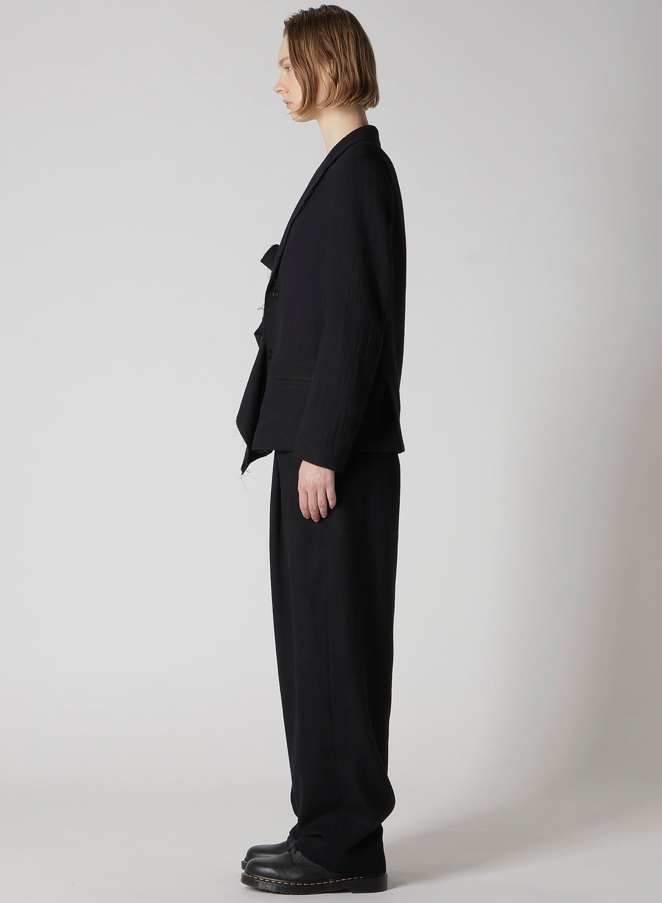 WOOL GAUZE TWILL LEFT FRONT DRAPE JACKET
