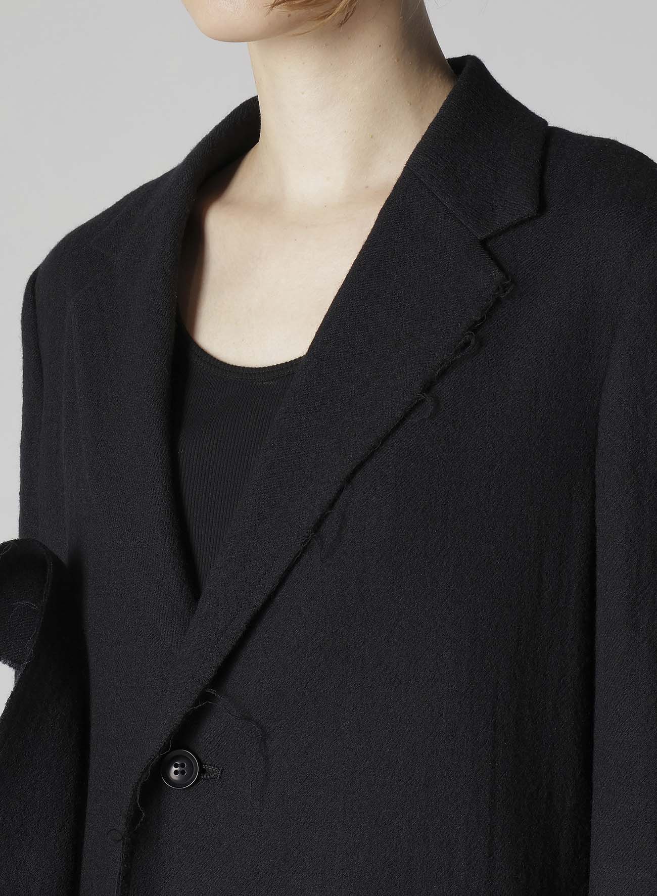 WOOL GAUZE TWILL LEFT FRONT DRAPE JACKET