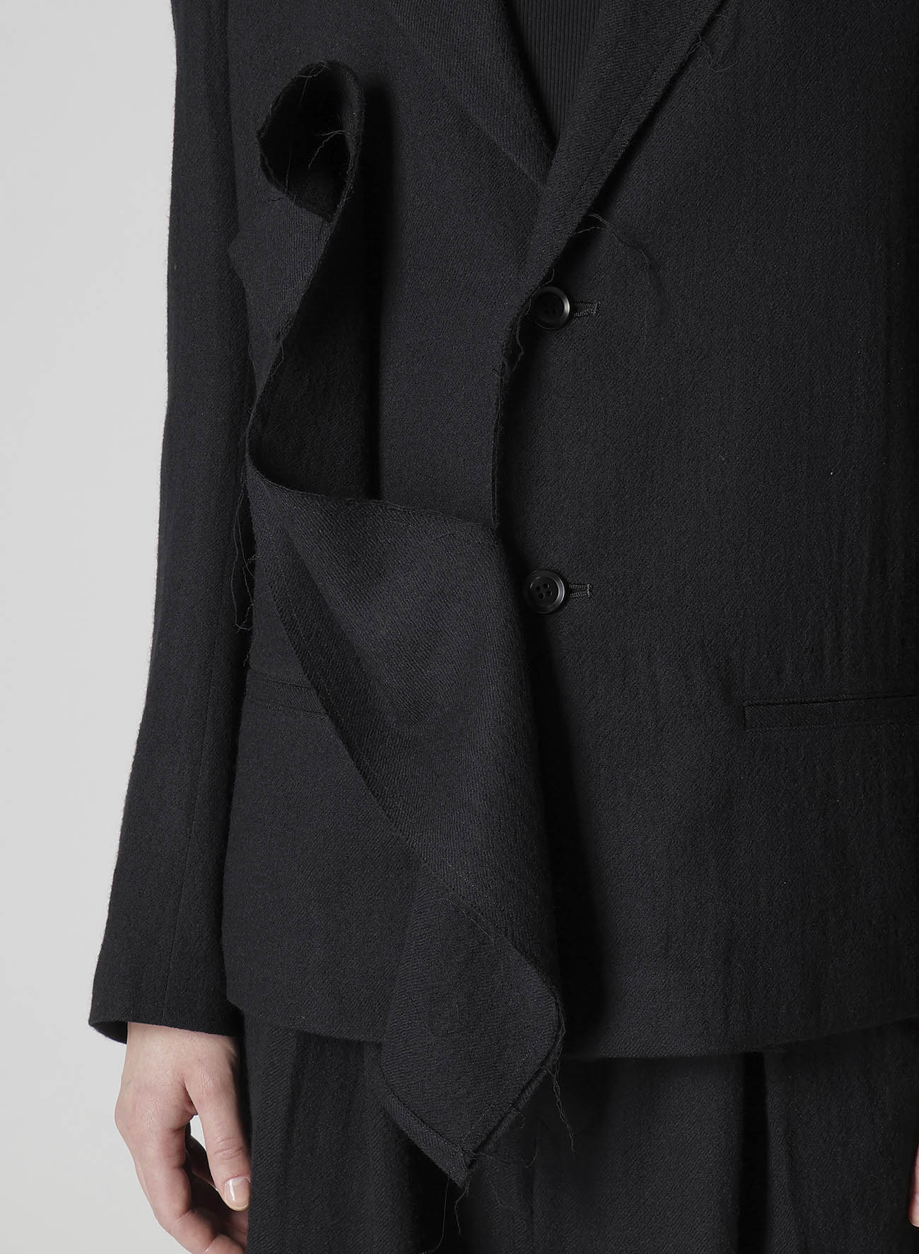 WOOL GAUZE TWILL LEFT FRONT DRAPE JACKET