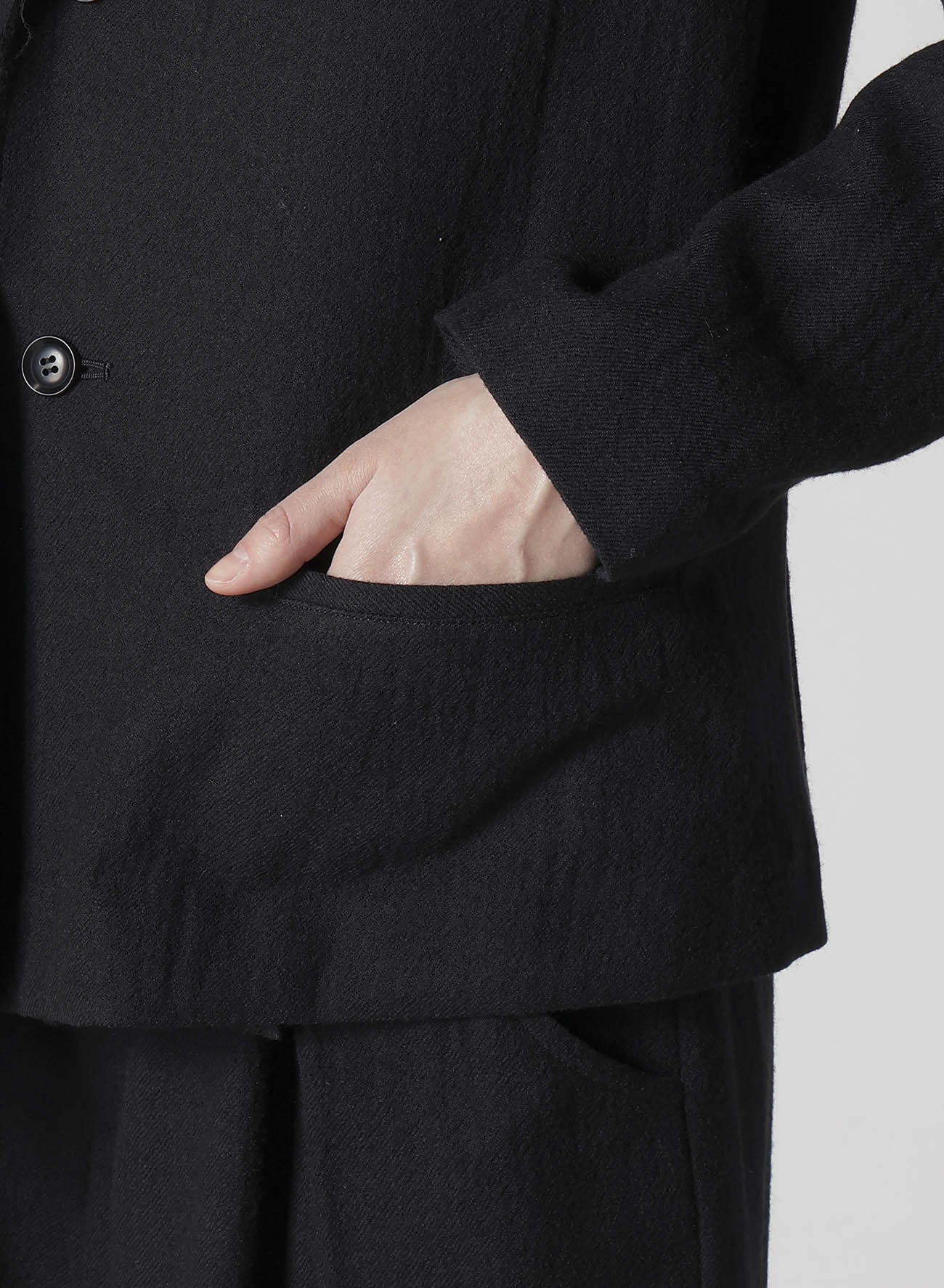 WOOL GAUZE TWILL LEFT FRONT DRAPE JACKET