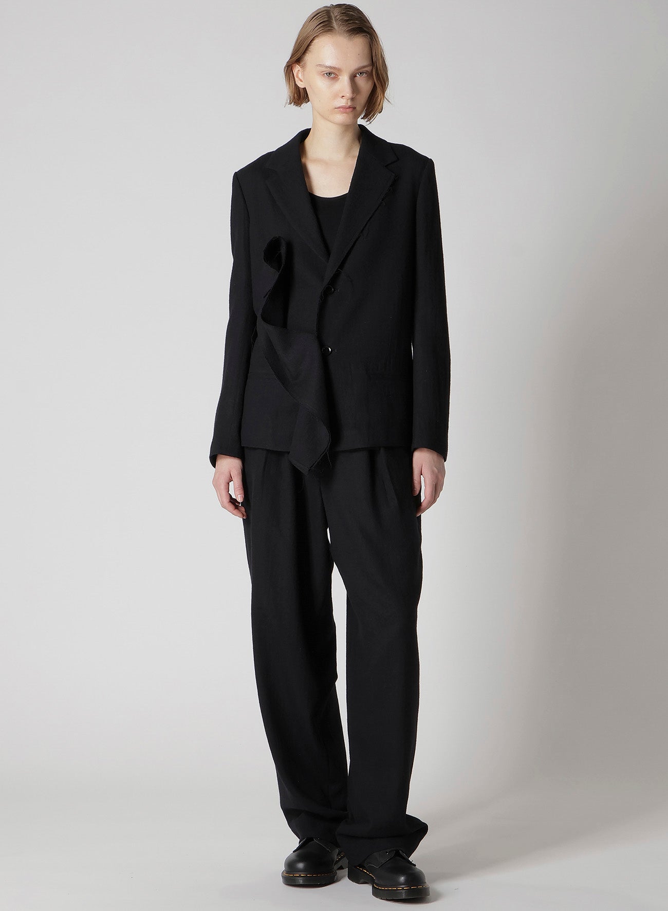 WOOL GAUZE TWILL LEFT FRONT DRAPE JACKET