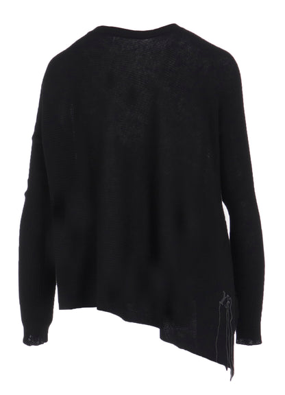 RIBBED ASYMMETERIC CARDIGAN