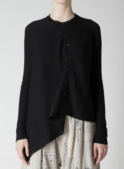 RIBBED ASYMMETERIC CARDIGAN