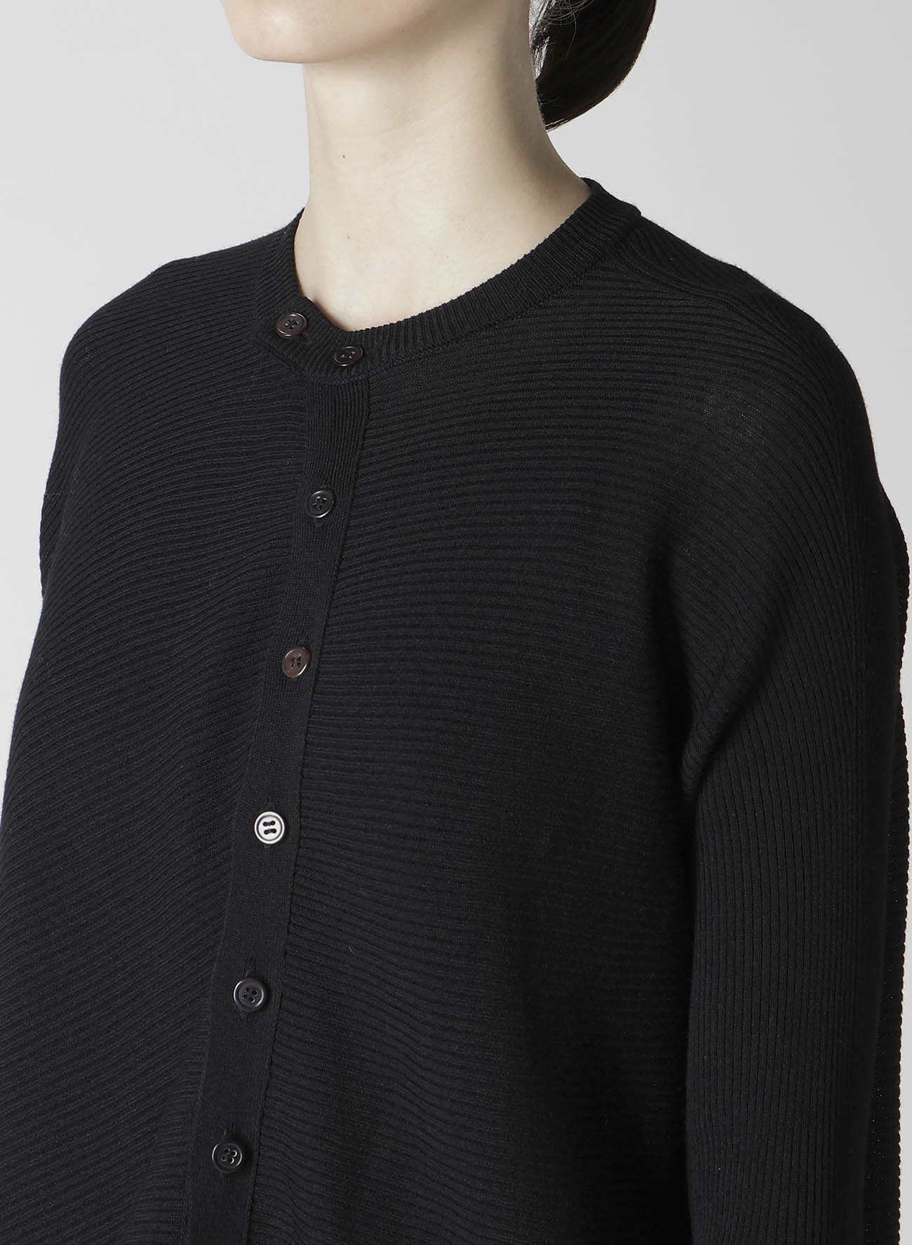 RIBBED ASYMMETERIC CARDIGAN
