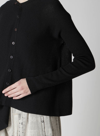 RIBBED ASYMMETERIC CARDIGAN