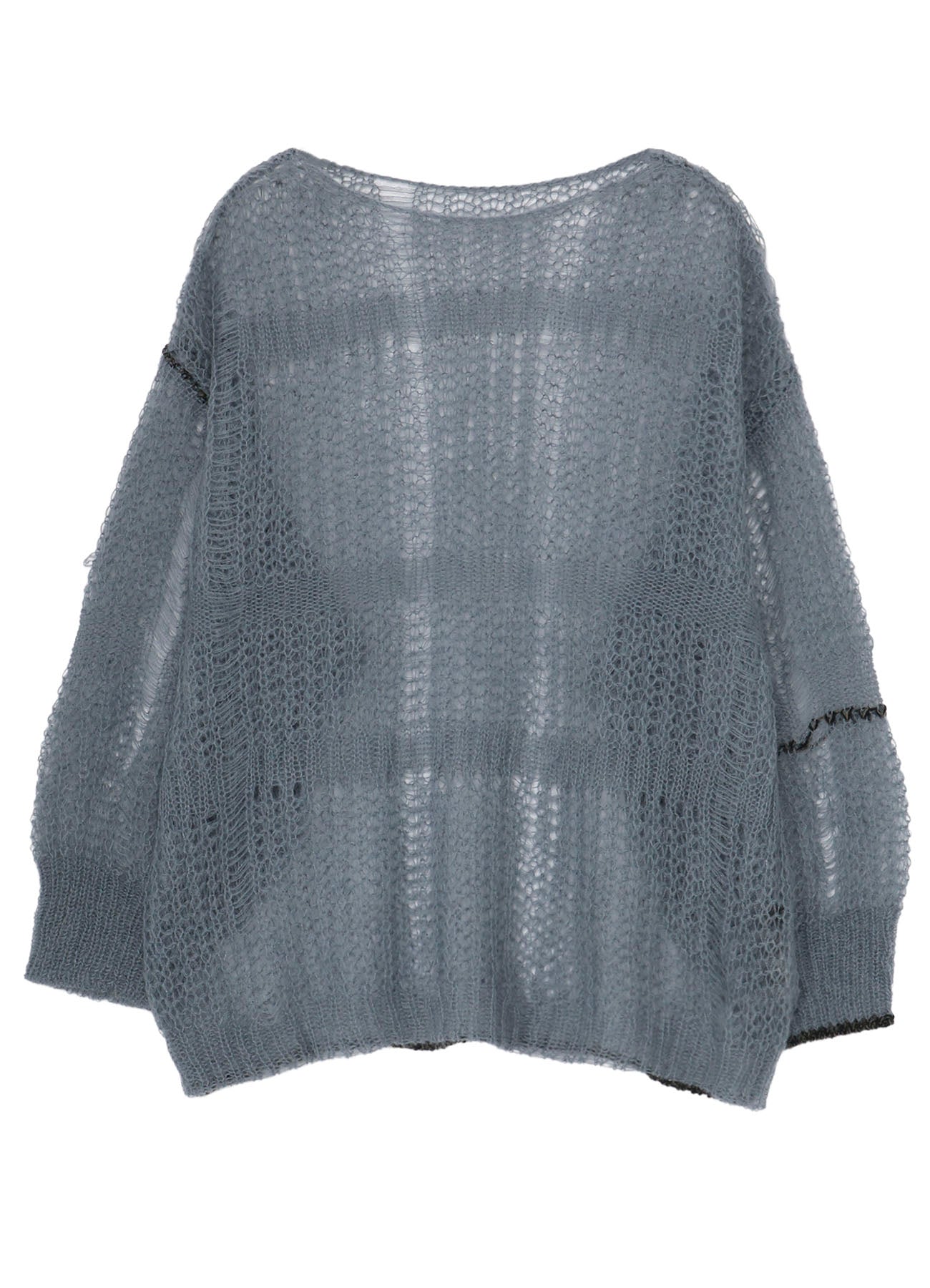SHEER PLAID BOAT NECK KNIT