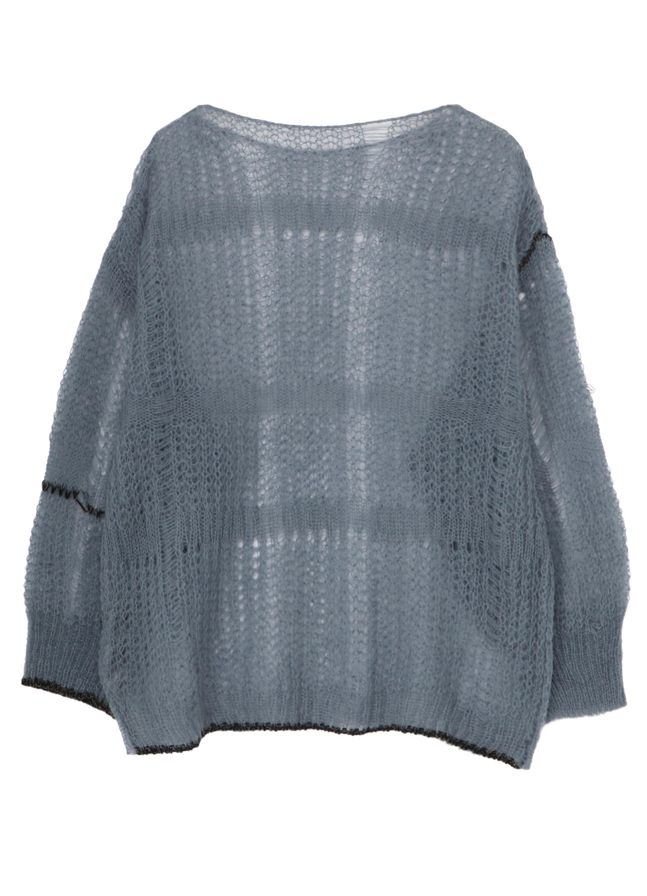 SHEER PLAID BOAT NECK KNIT