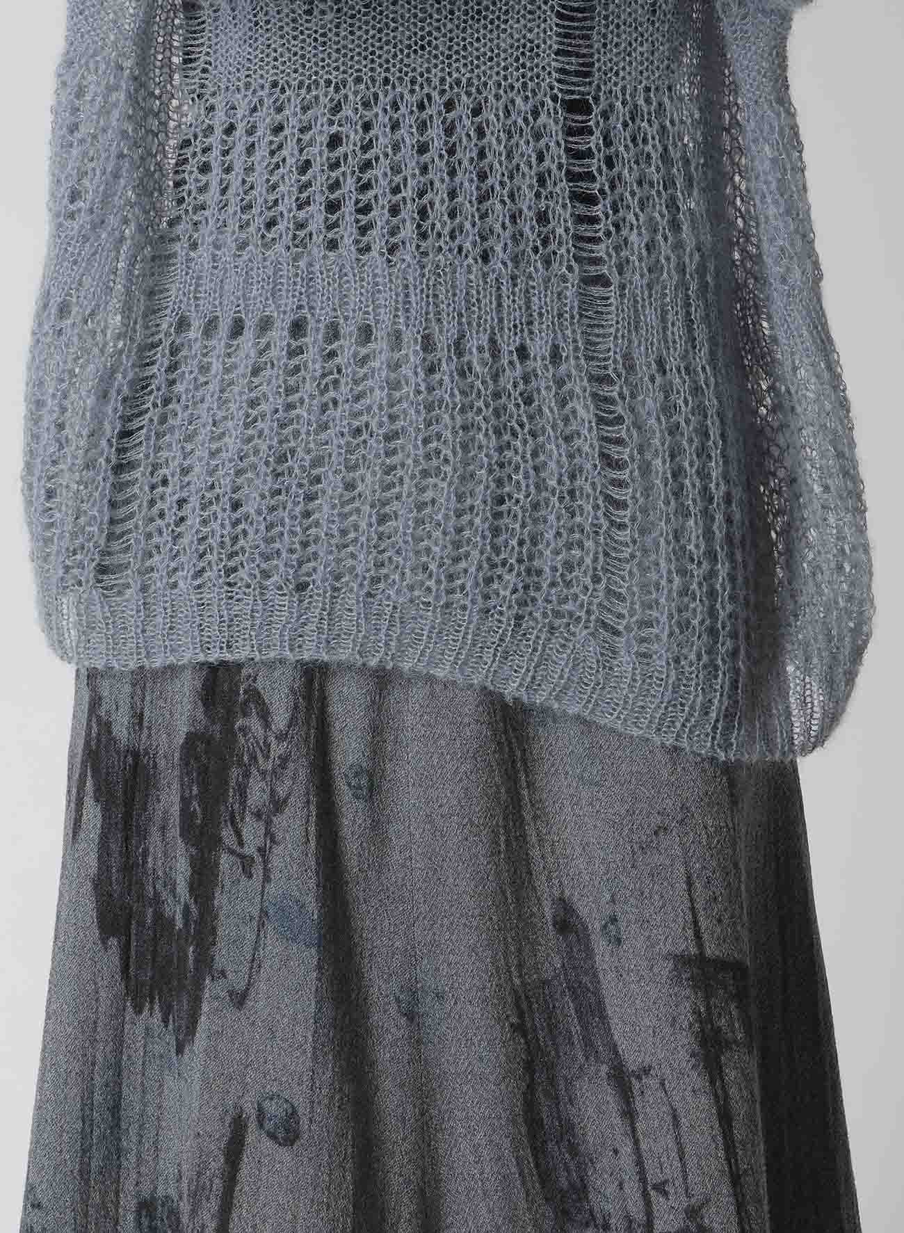 SHEER PLAID BOAT NECK KNIT