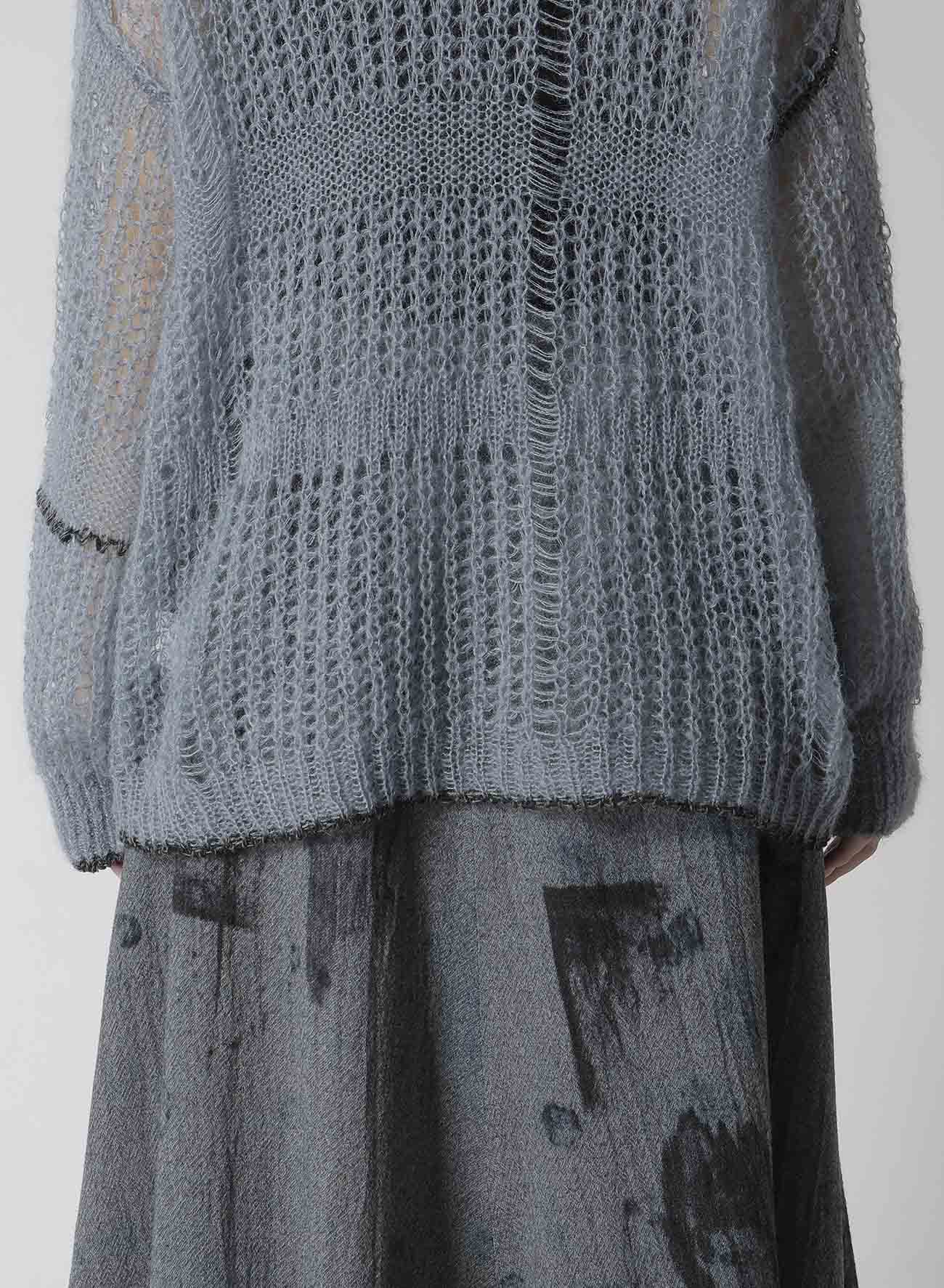 SHEER PLAID BOAT NECK KNIT
