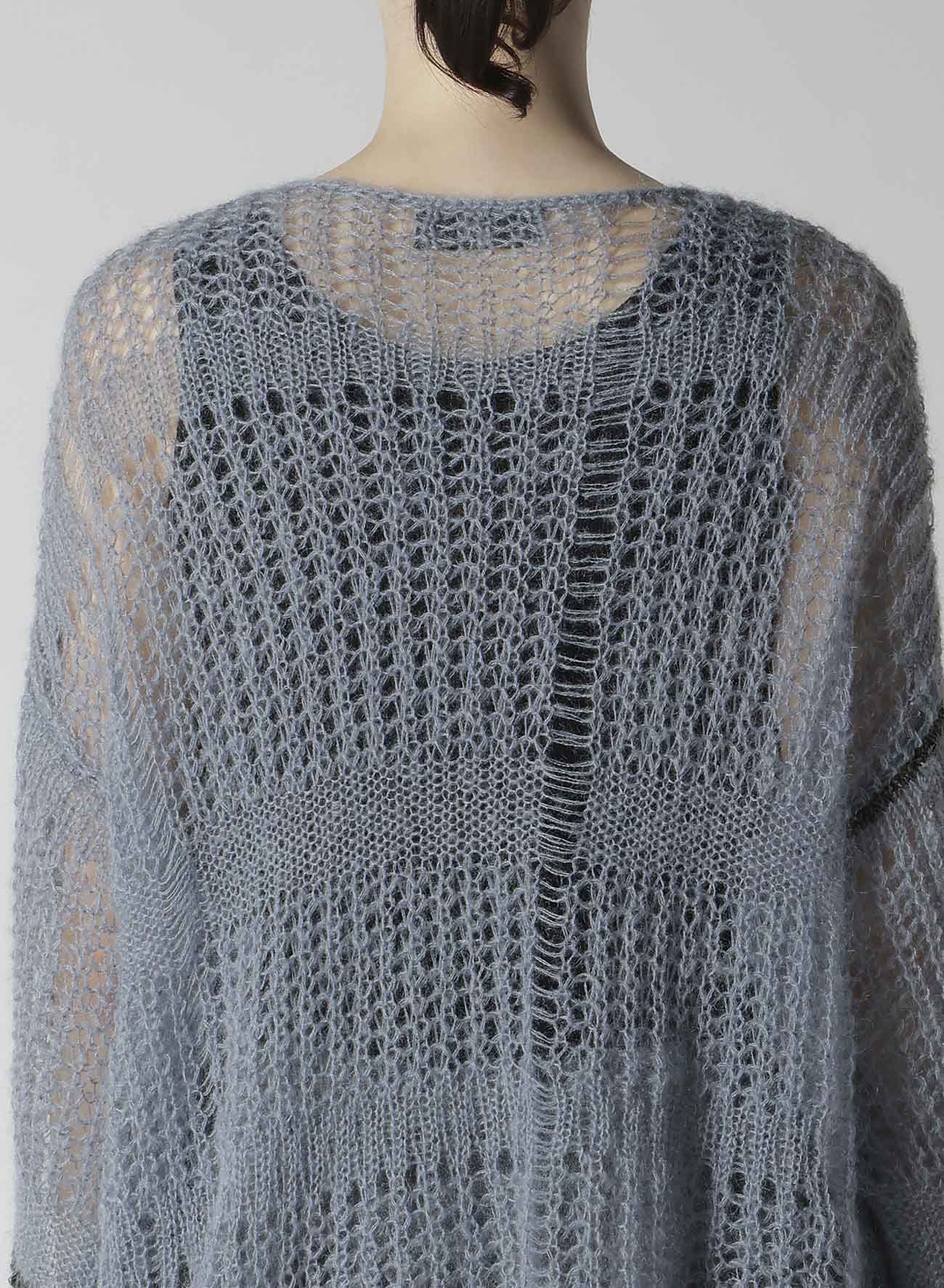 SHEER PLAID BOAT NECK KNIT
