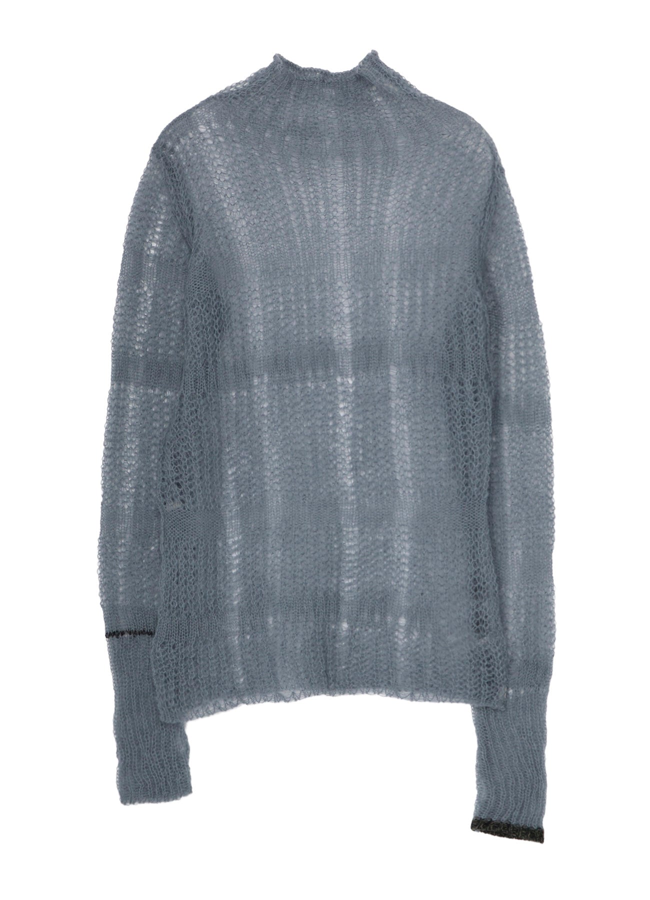 SHEER PLAID ASYMMETRIC LONG KNIT