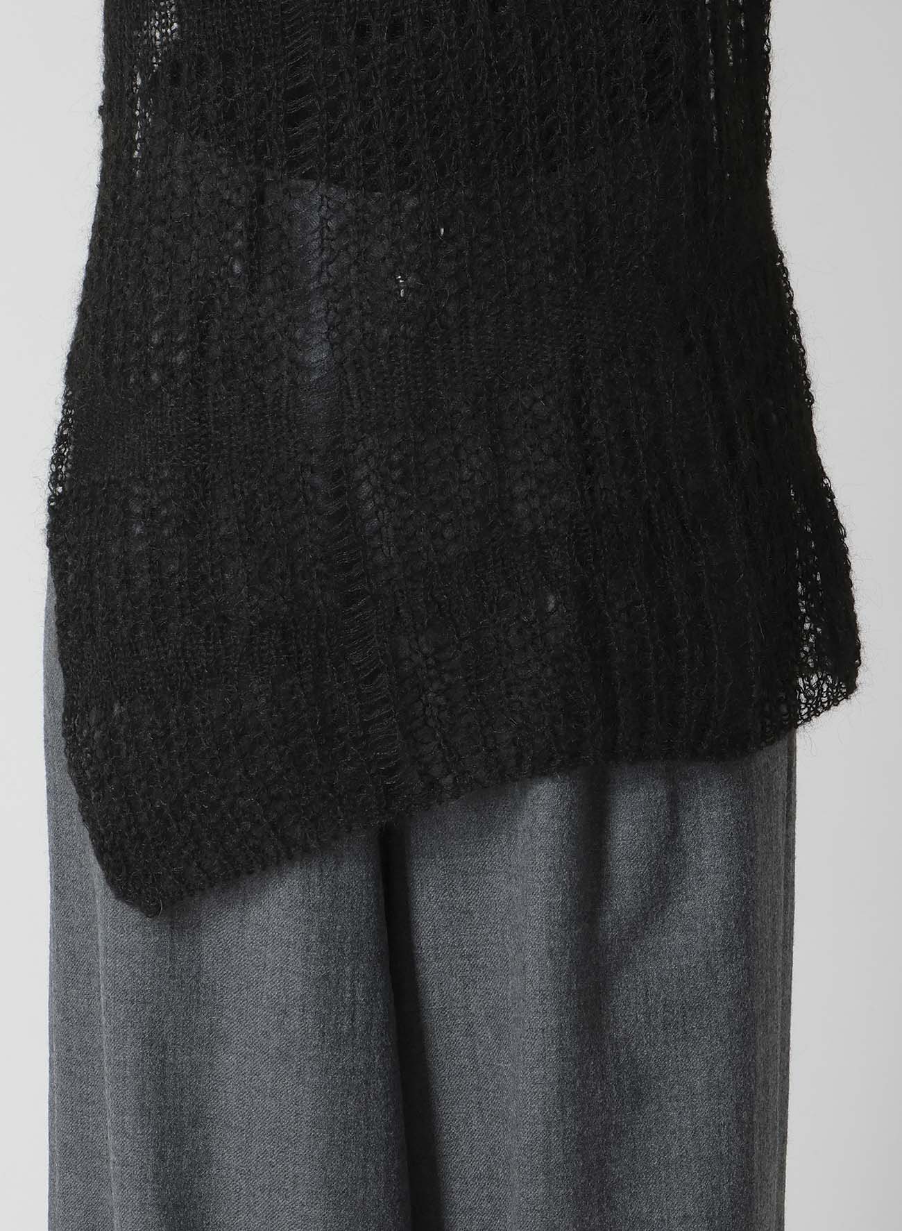 SHEER PLAID ASYMMETRIC LONG KNIT