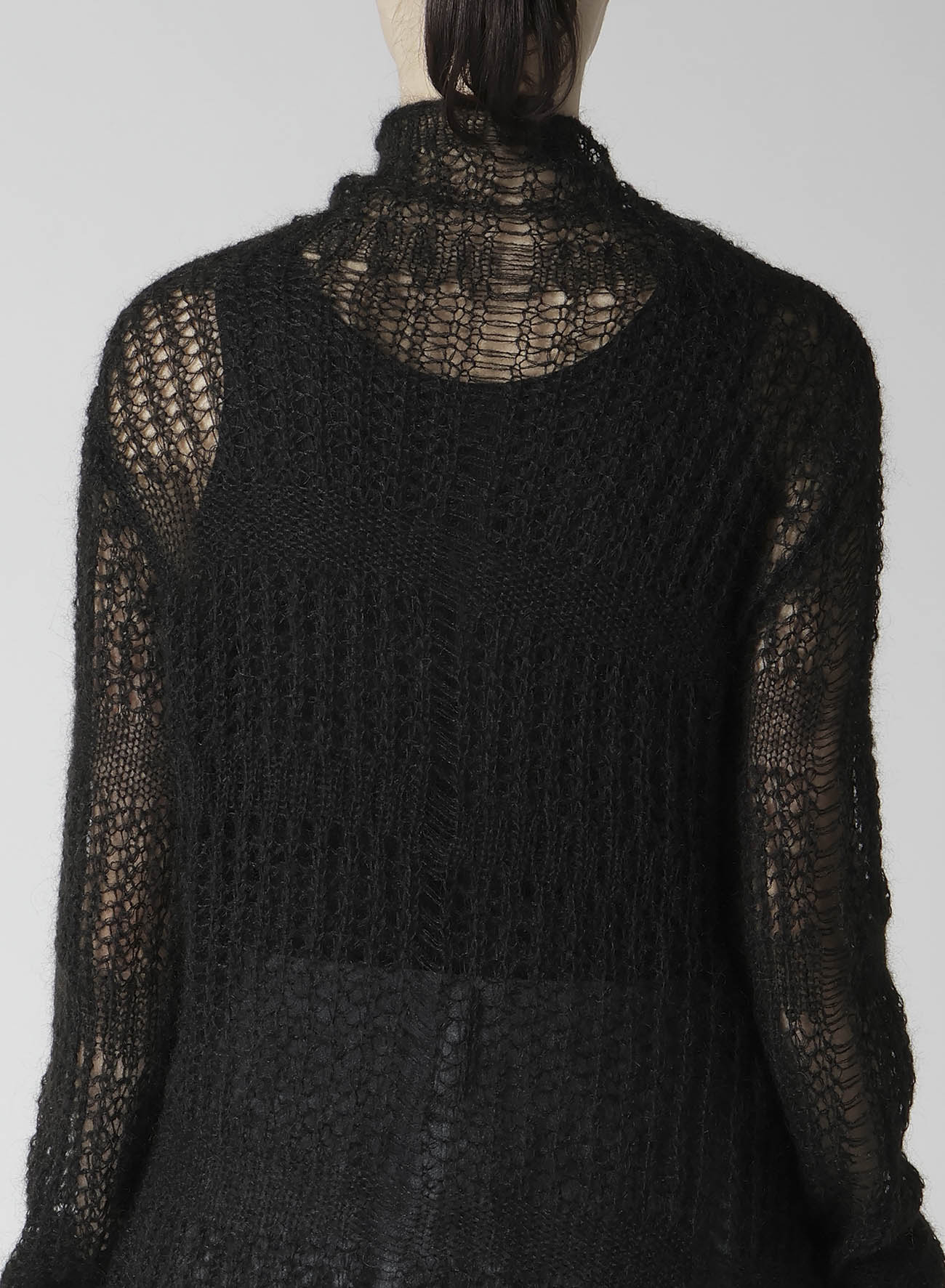 SHEER PLAID ASYMMETRIC LONG KNIT