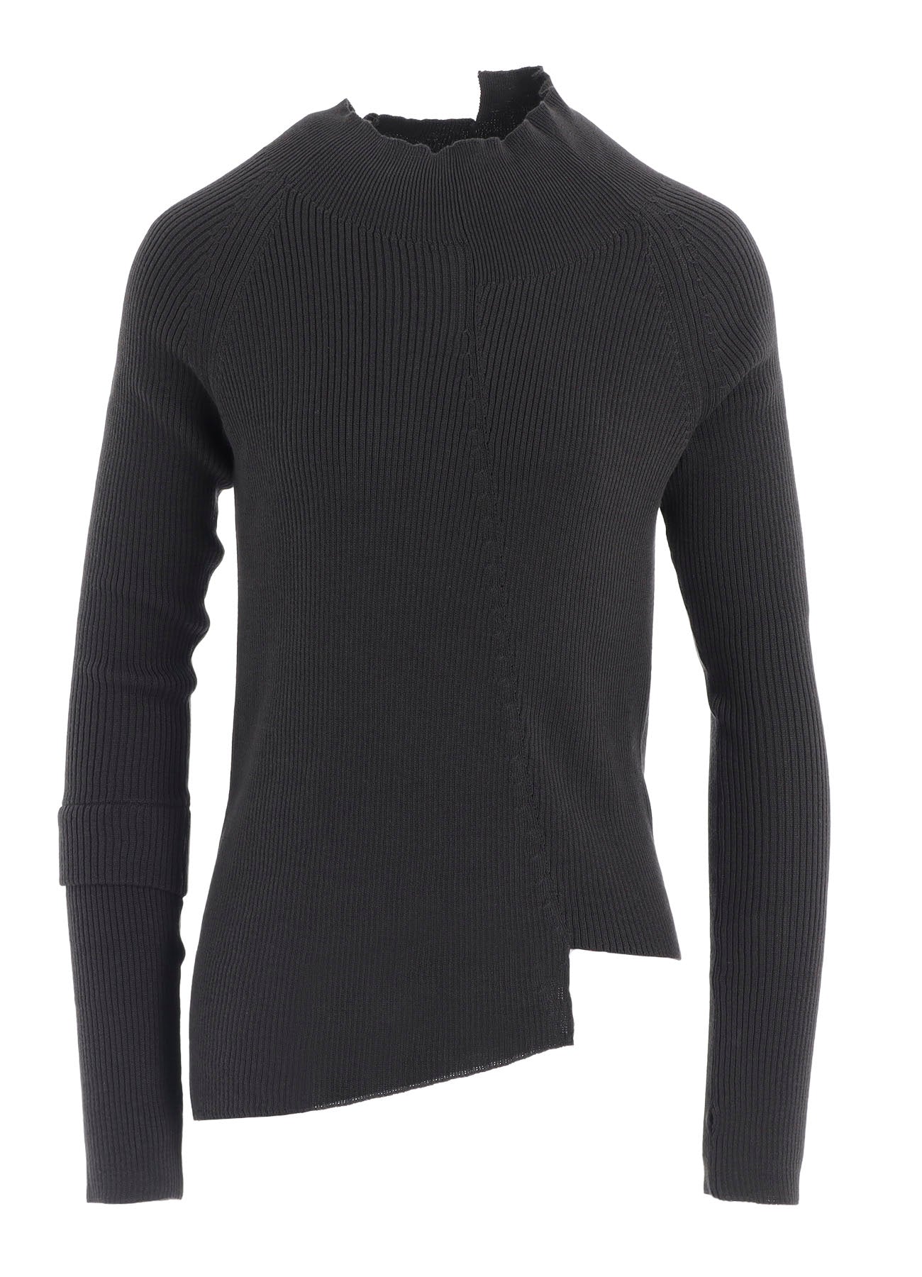 COTTON RIB TWISTED HIGH-NECK PULLOVER