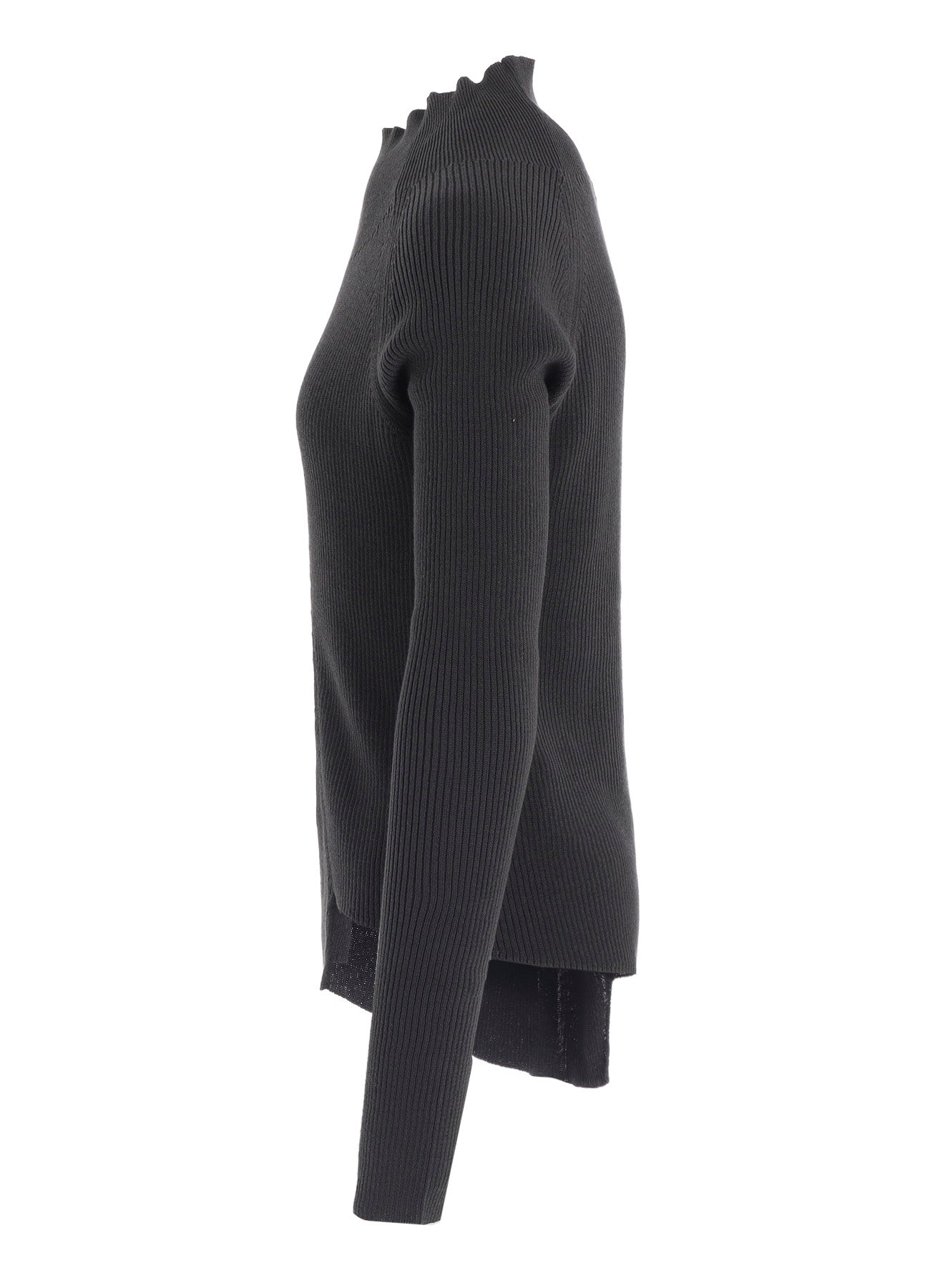 COTTON RIB TWISTED HIGH-NECK PULLOVER