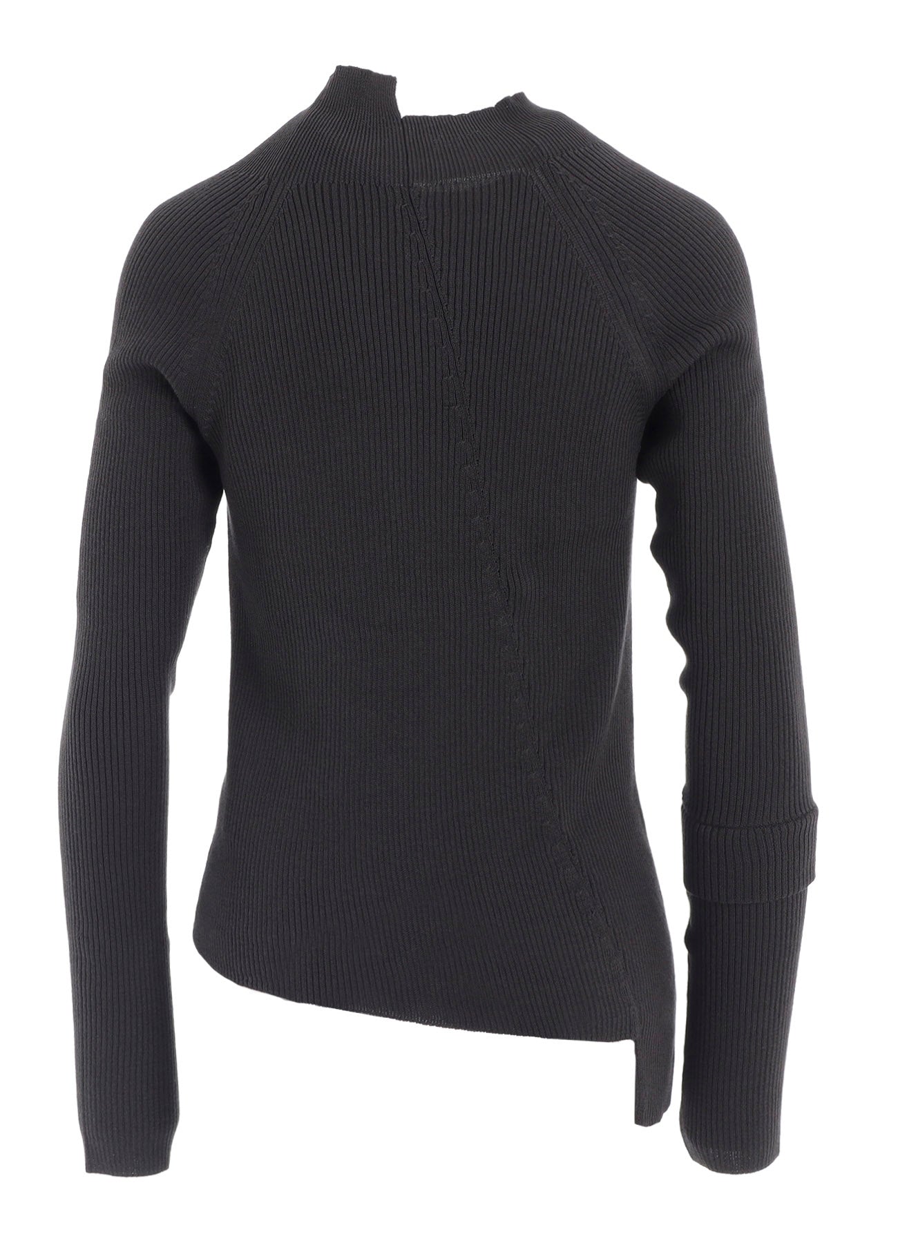COTTON RIB TWISTED HIGH-NECK PULLOVER