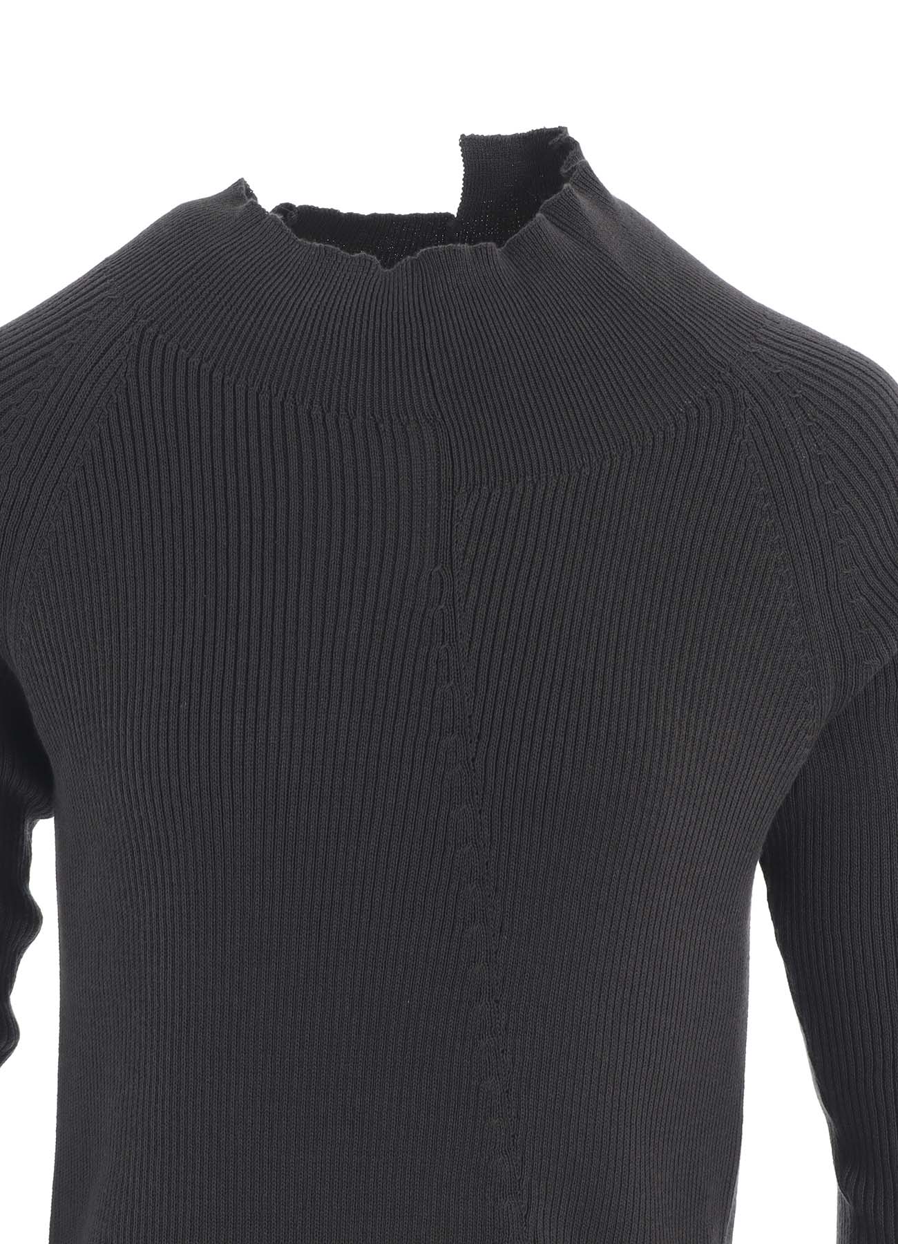 COTTON RIB TWISTED HIGH-NECK PULLOVER