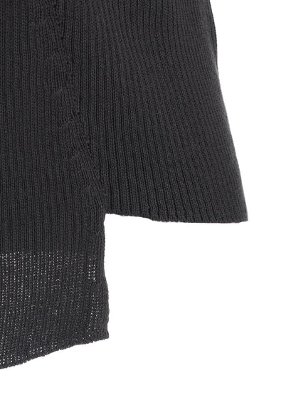COTTON RIB TWISTED HIGH-NECK PULLOVER