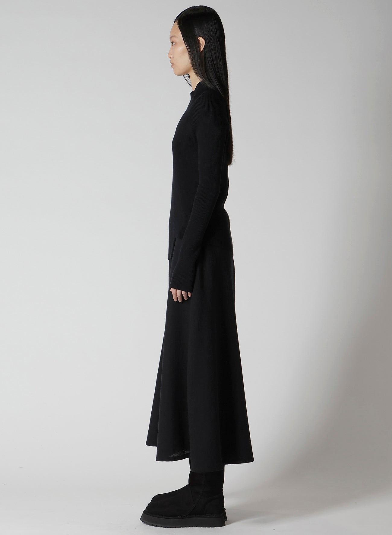 COTTON RIB TWISTED HIGH-NECK PULLOVER