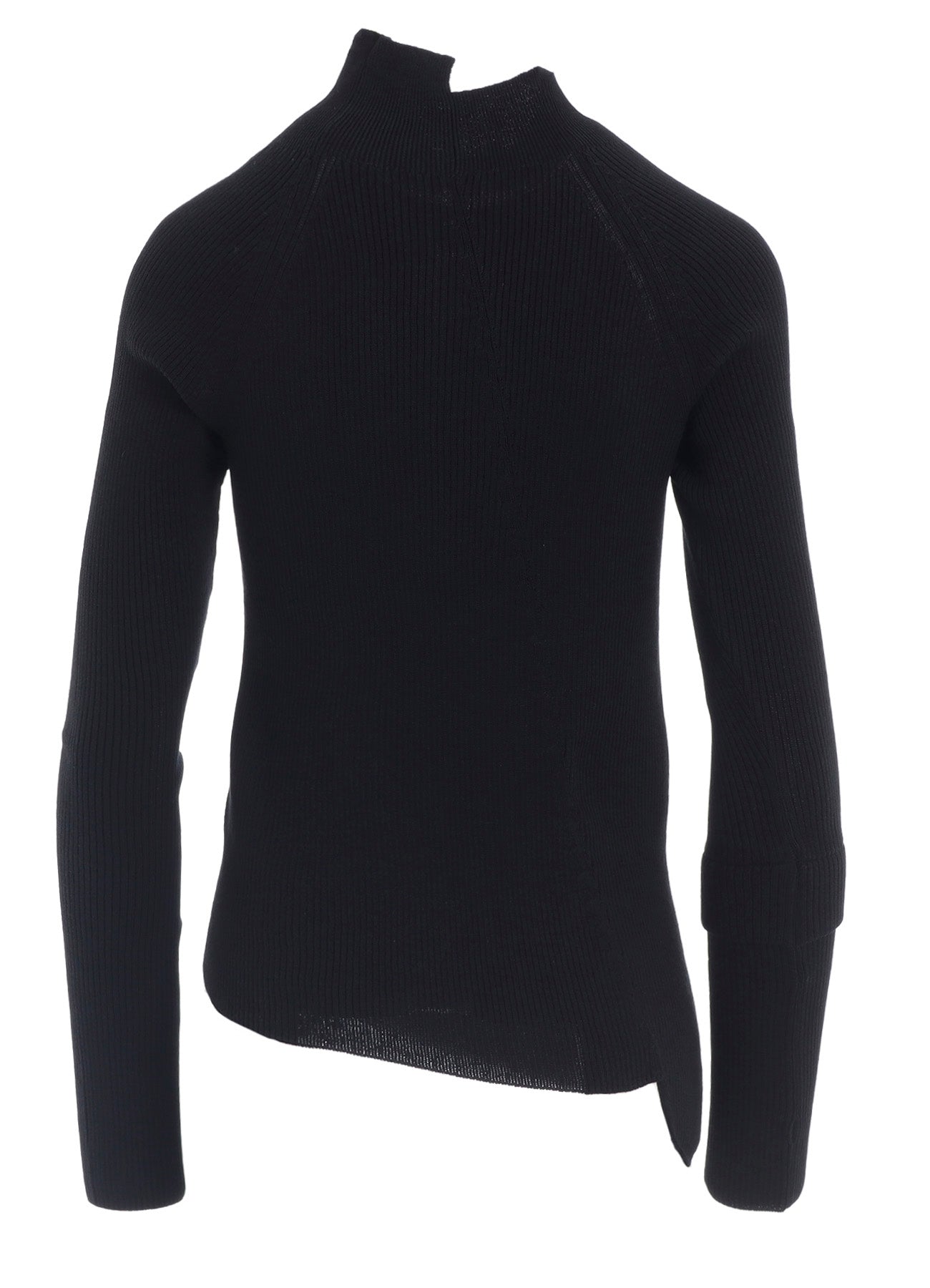 COTTON RIB TWISTED HIGH-NECK PULLOVER