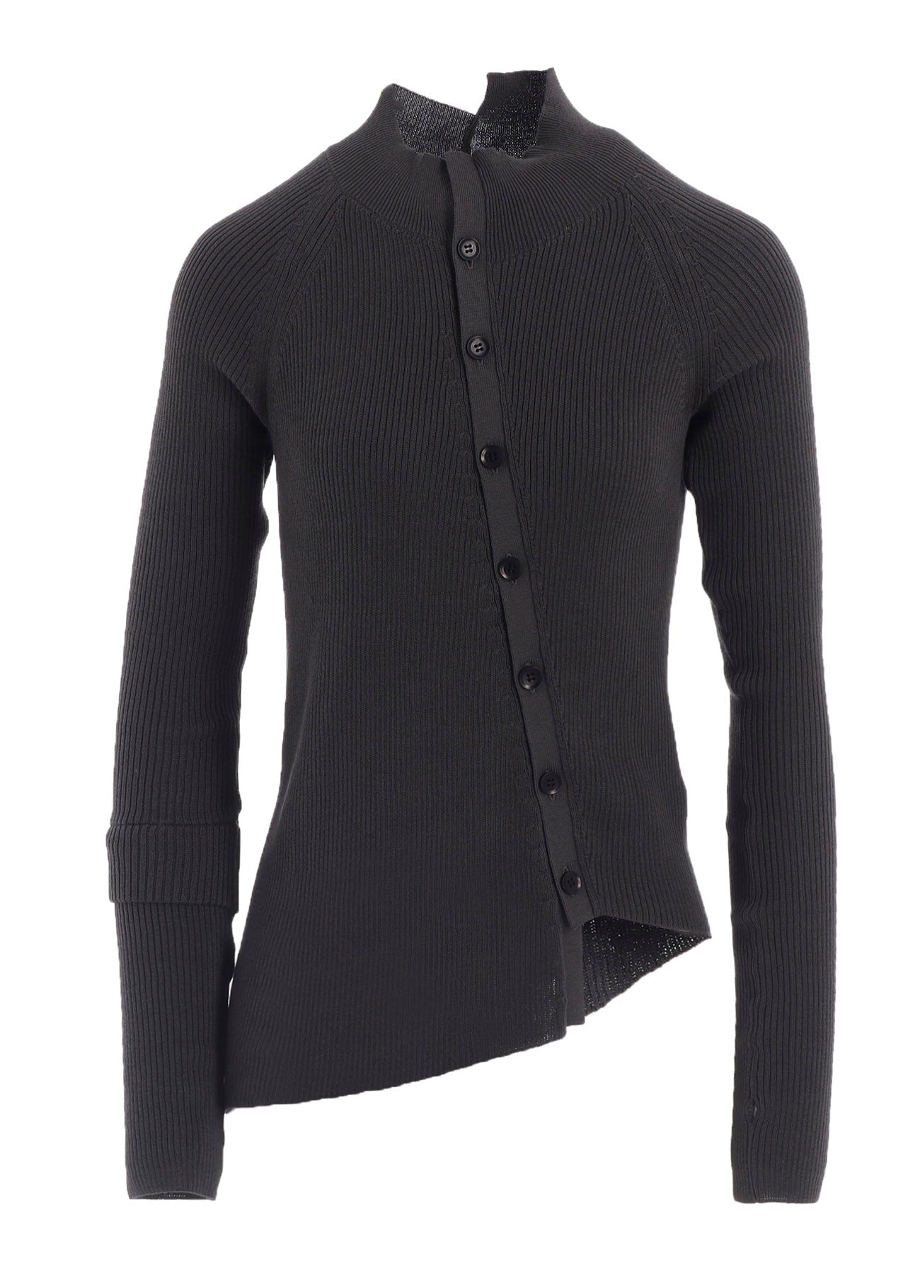 COTTON RIB TWISTED FRONT OPEN CARDIGAN
