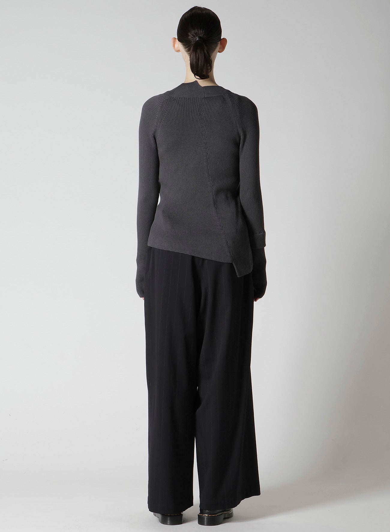 COTTON RIB TWISTED FRONT OPEN CARDIGAN