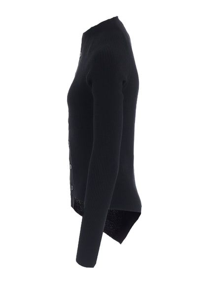COTTON RIB TWISTED FRONT OPEN CARDIGAN