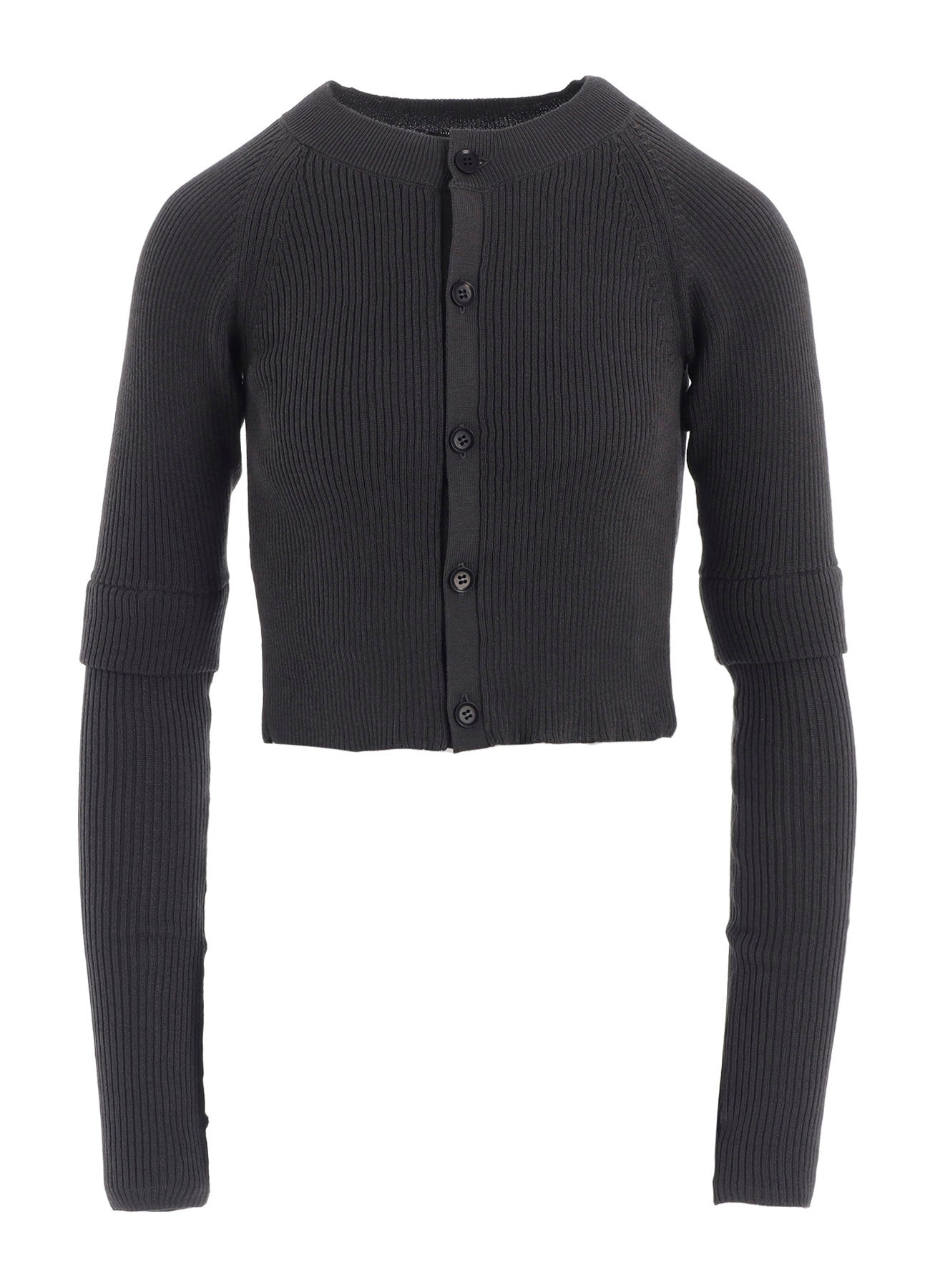 COTTON RIB DOUBLE SLEEVE SHORT CARDIGAN