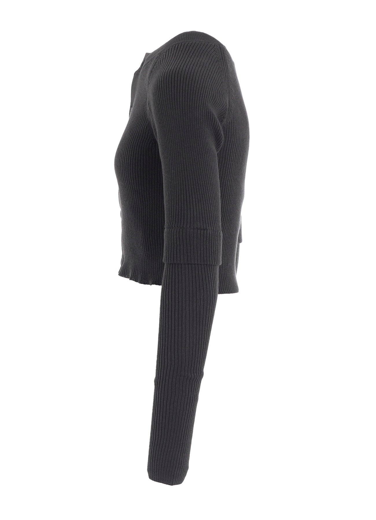 COTTON RIB DOUBLE SLEEVE SHORT CARDIGAN
