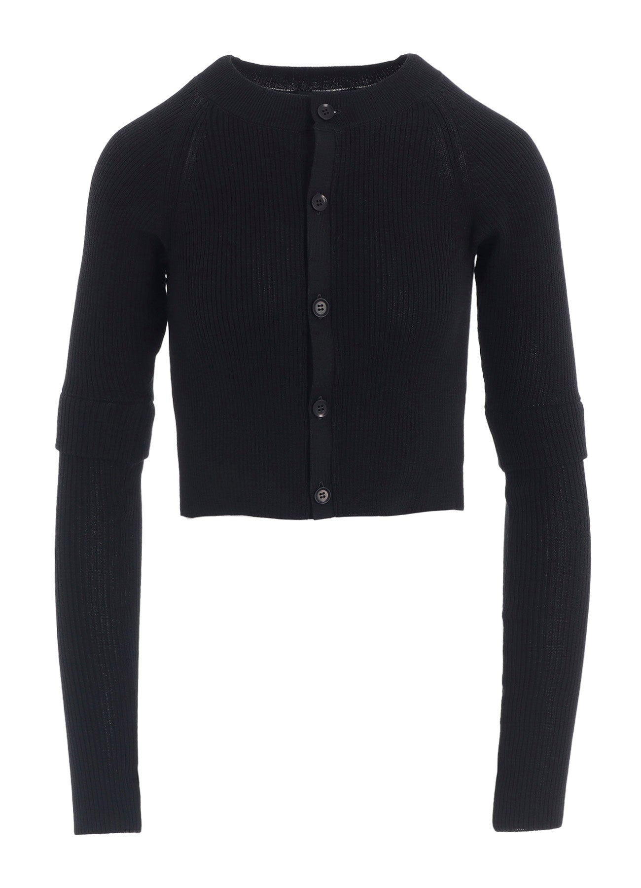 COTTON RIB DOUBLE SLEEVE SHORT CARDIGAN