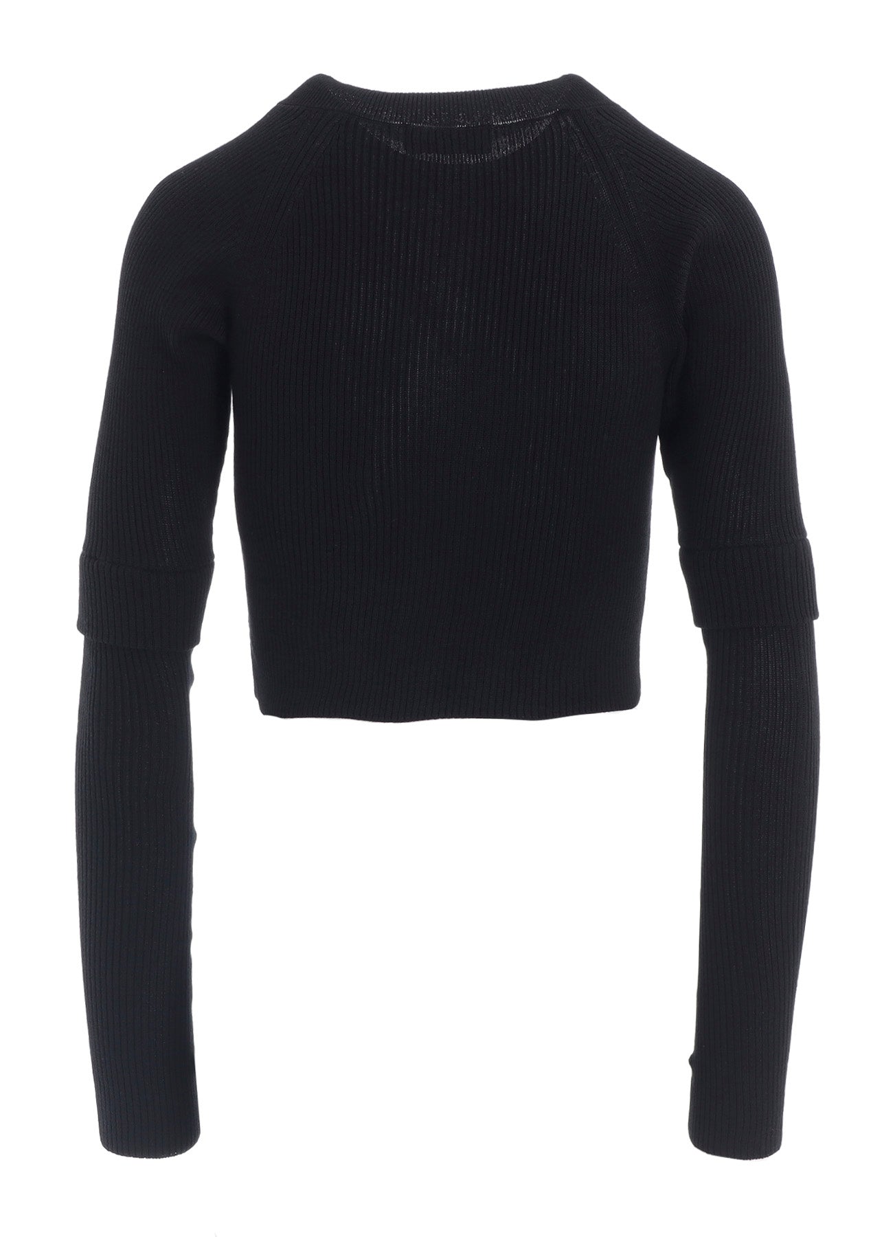 COTTON RIB DOUBLE SLEEVE SHORT CARDIGAN