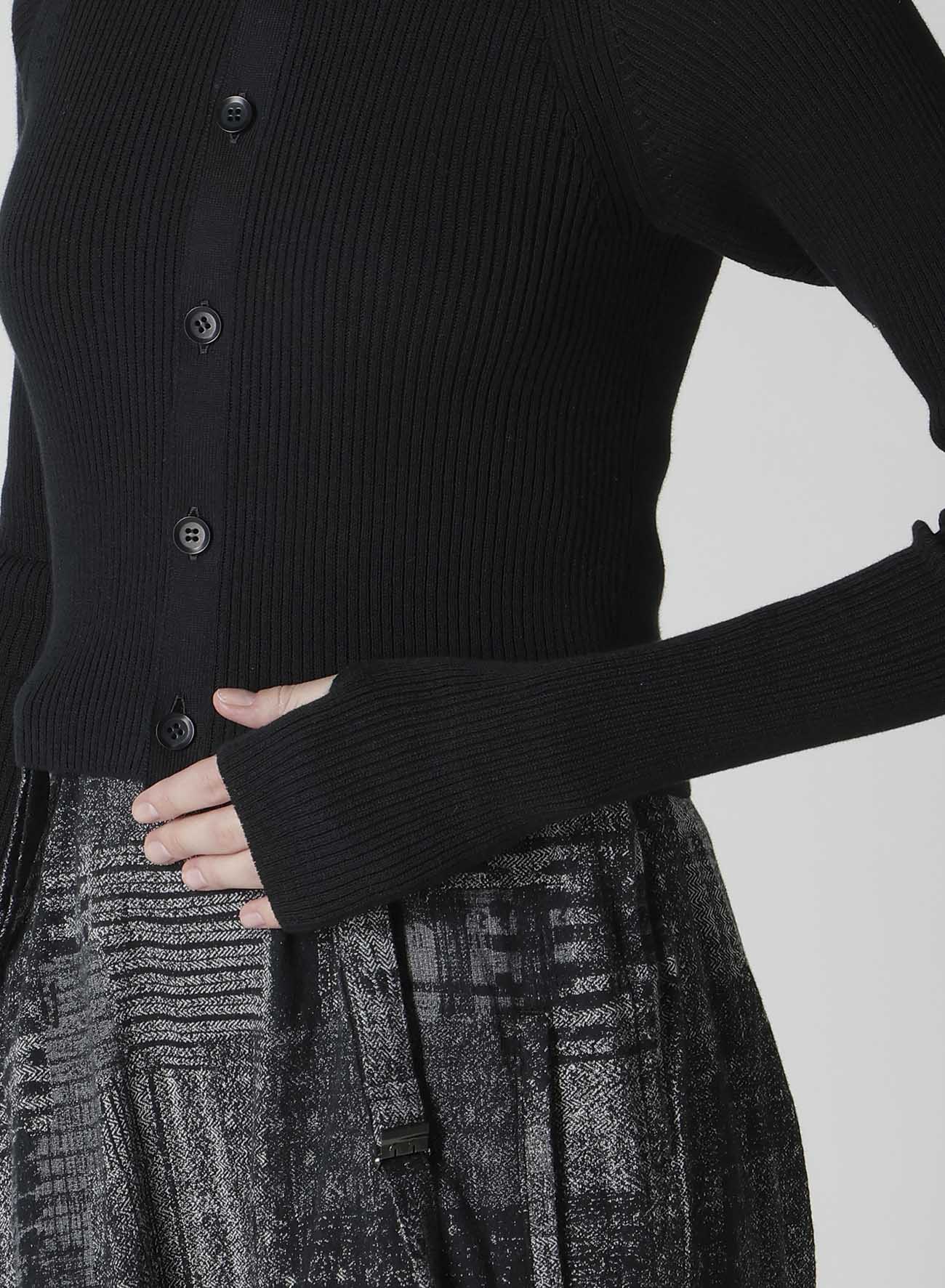 COTTON RIB DOUBLE SLEEVE SHORT CARDIGAN