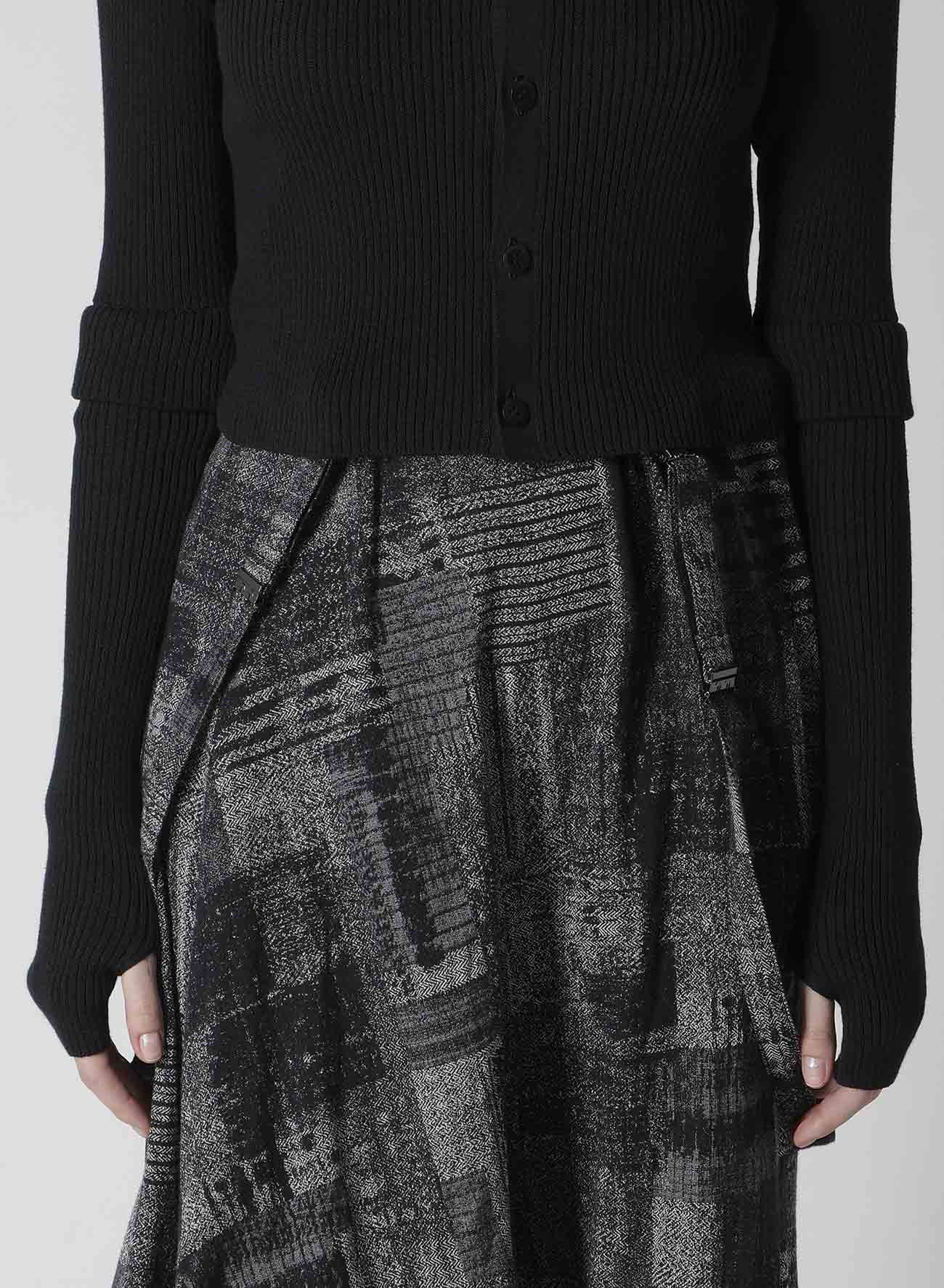 COTTON RIB DOUBLE SLEEVE SHORT CARDIGAN