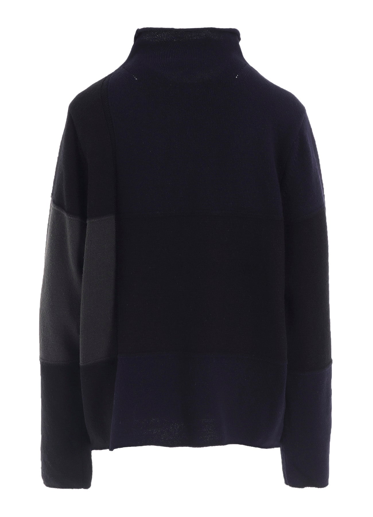 HARD-TWISTED BLOCK INTARSIA HIGH-NECK PULLOVER
