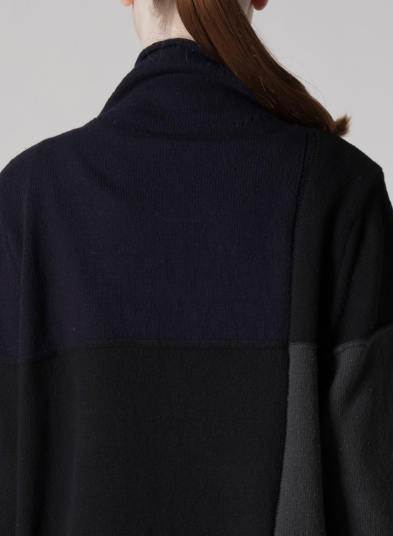 HARD-TWISTED BLOCK INTARSIA HIGH-NECK PULLOVER