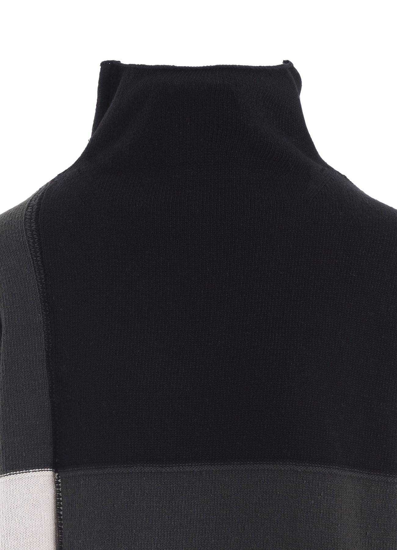 HARD-TWISTED BLOCK INTARSIA HIGH-NECK PULLOVER